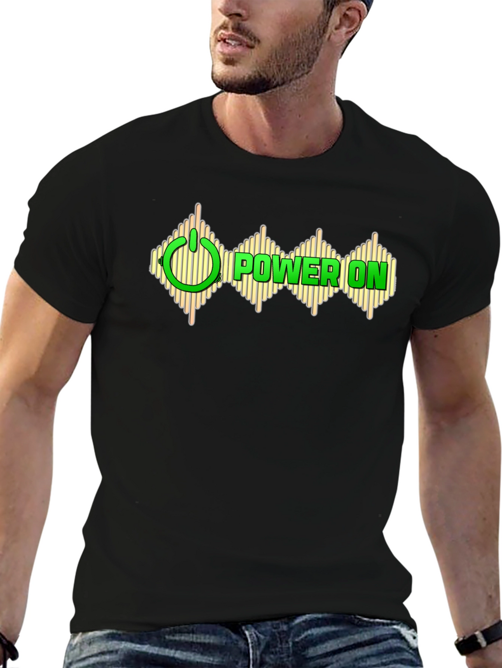 Power On Graphic Black T-Shirt