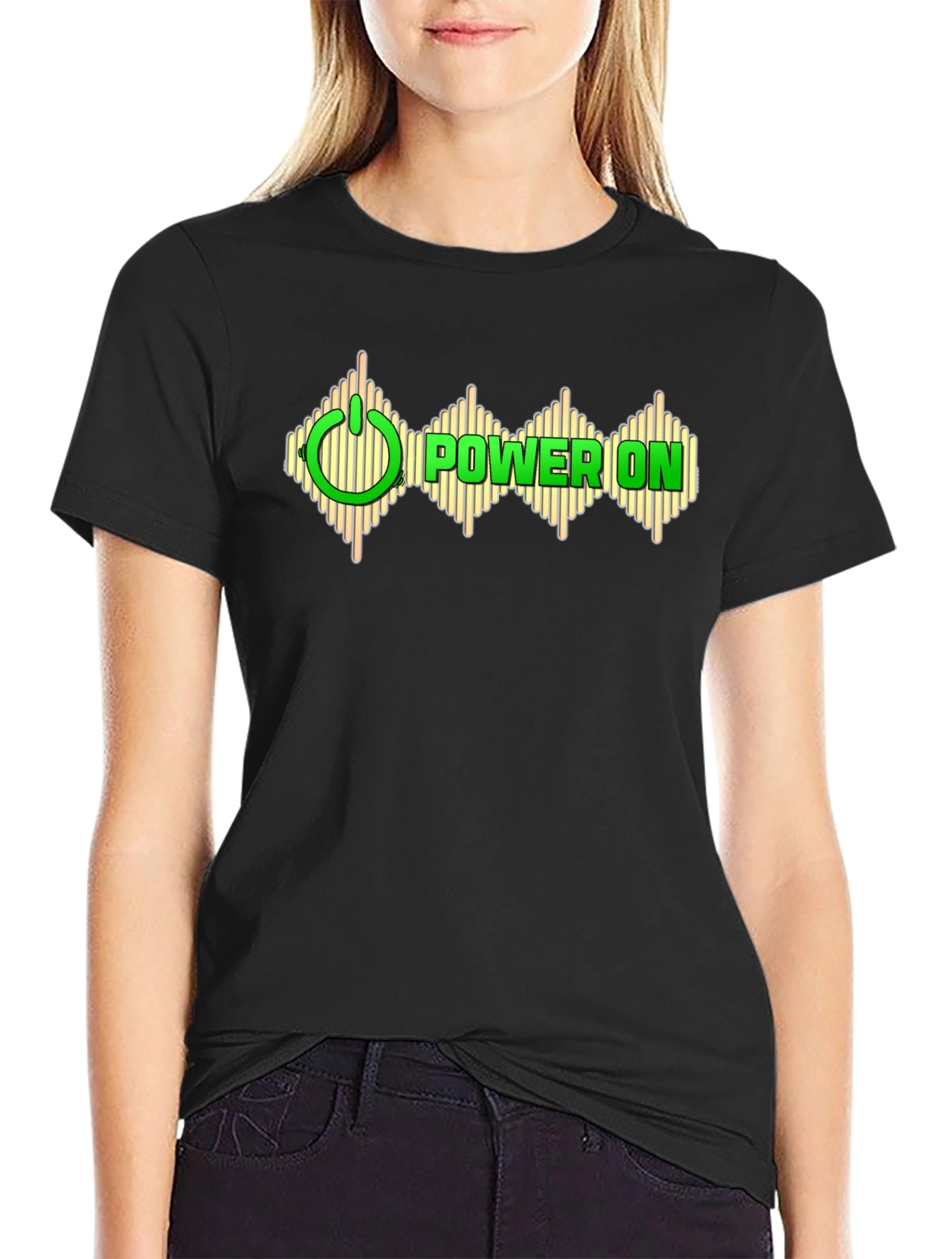 Power On Graphic Black T-Shirt
