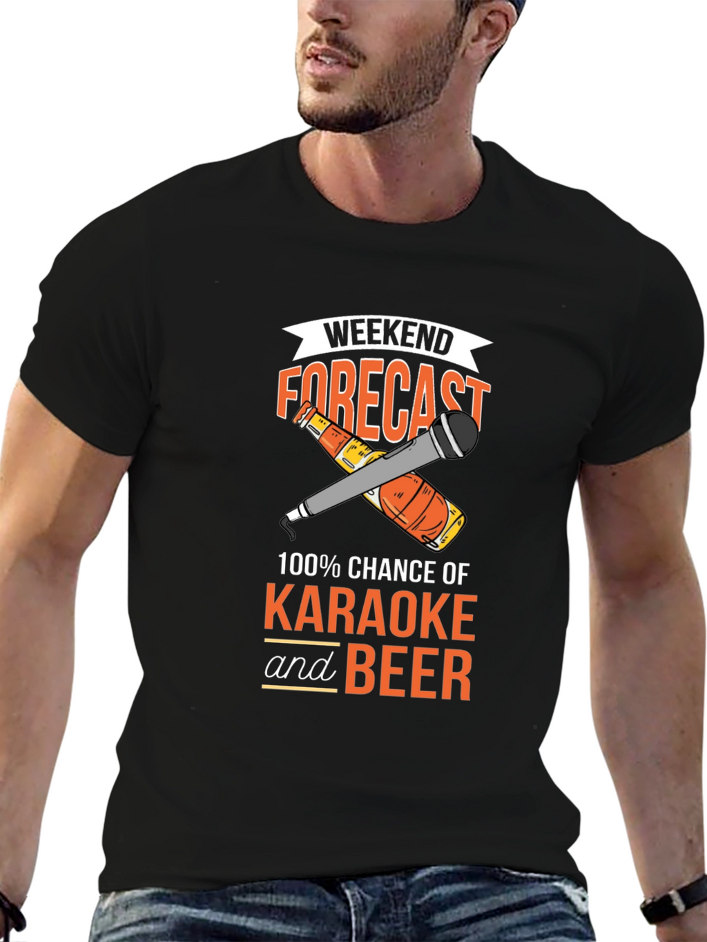 Karaoke and Beer Forecast Graphic T-Shirt