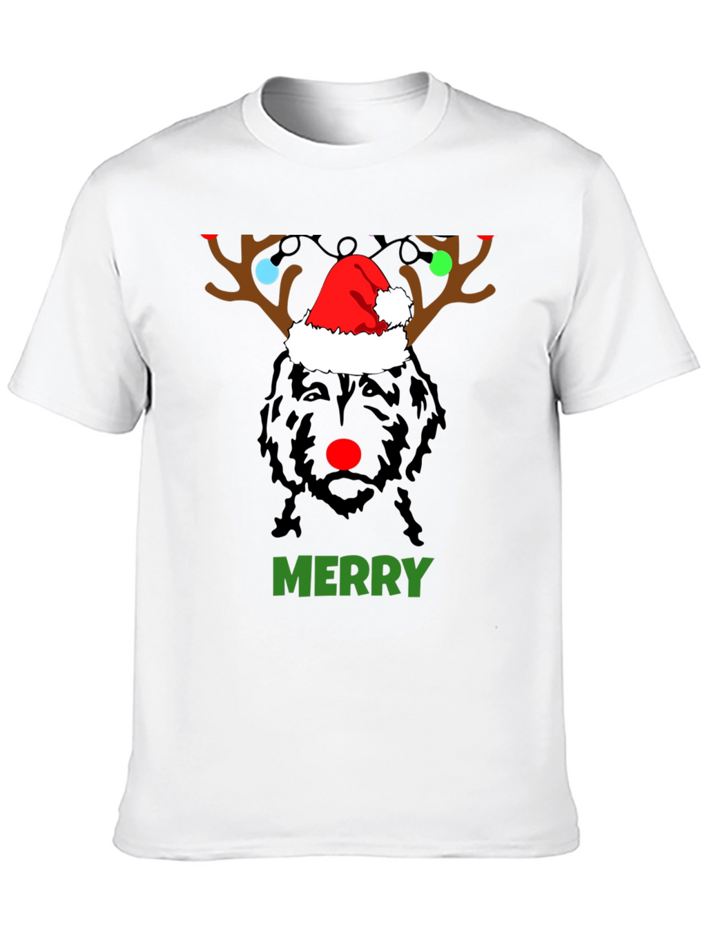 Merry Christmas Dog Reindeer Holiday T-Shirt