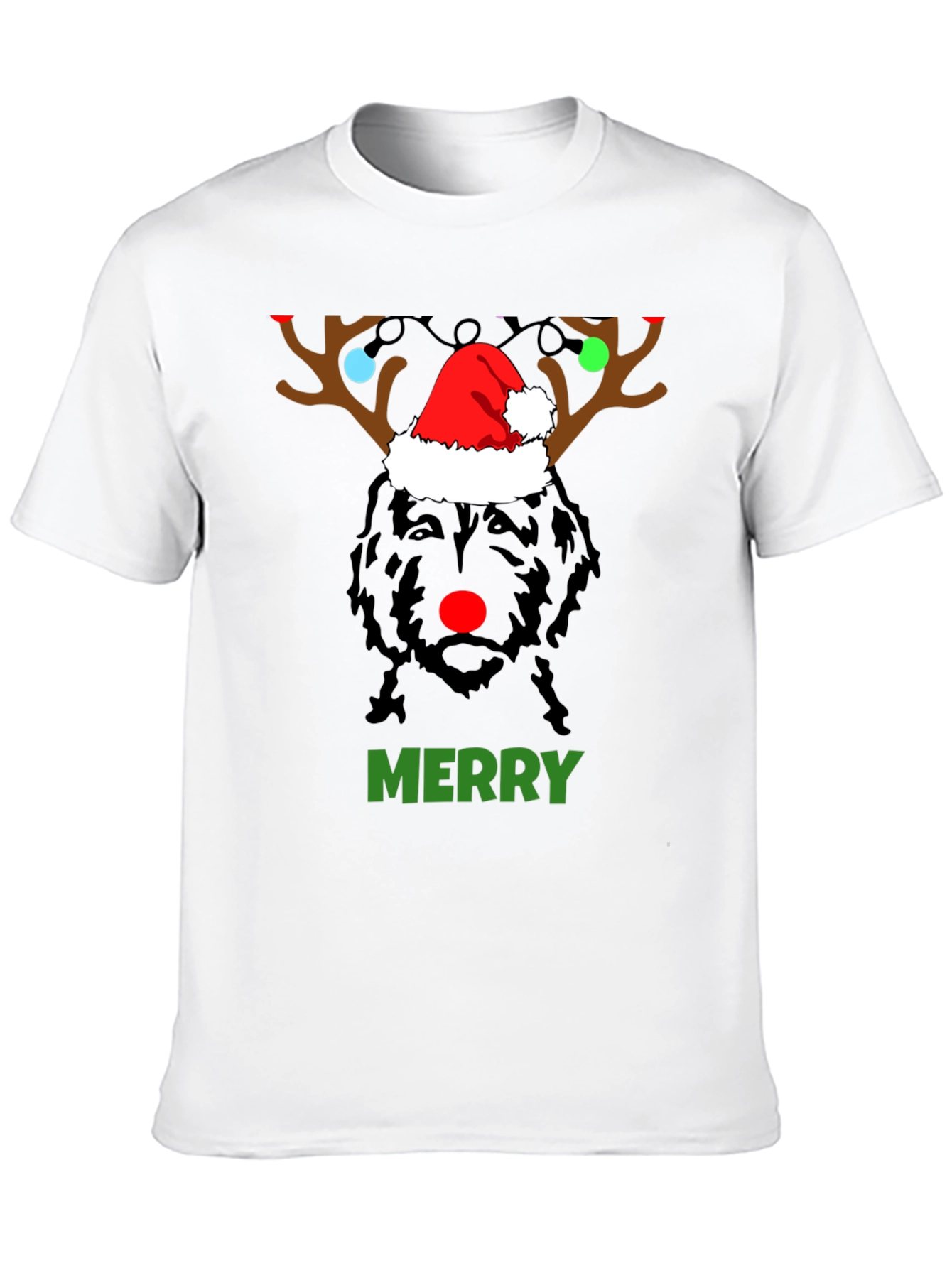 Merry Christmas Dog Reindeer Holiday T-Shirt