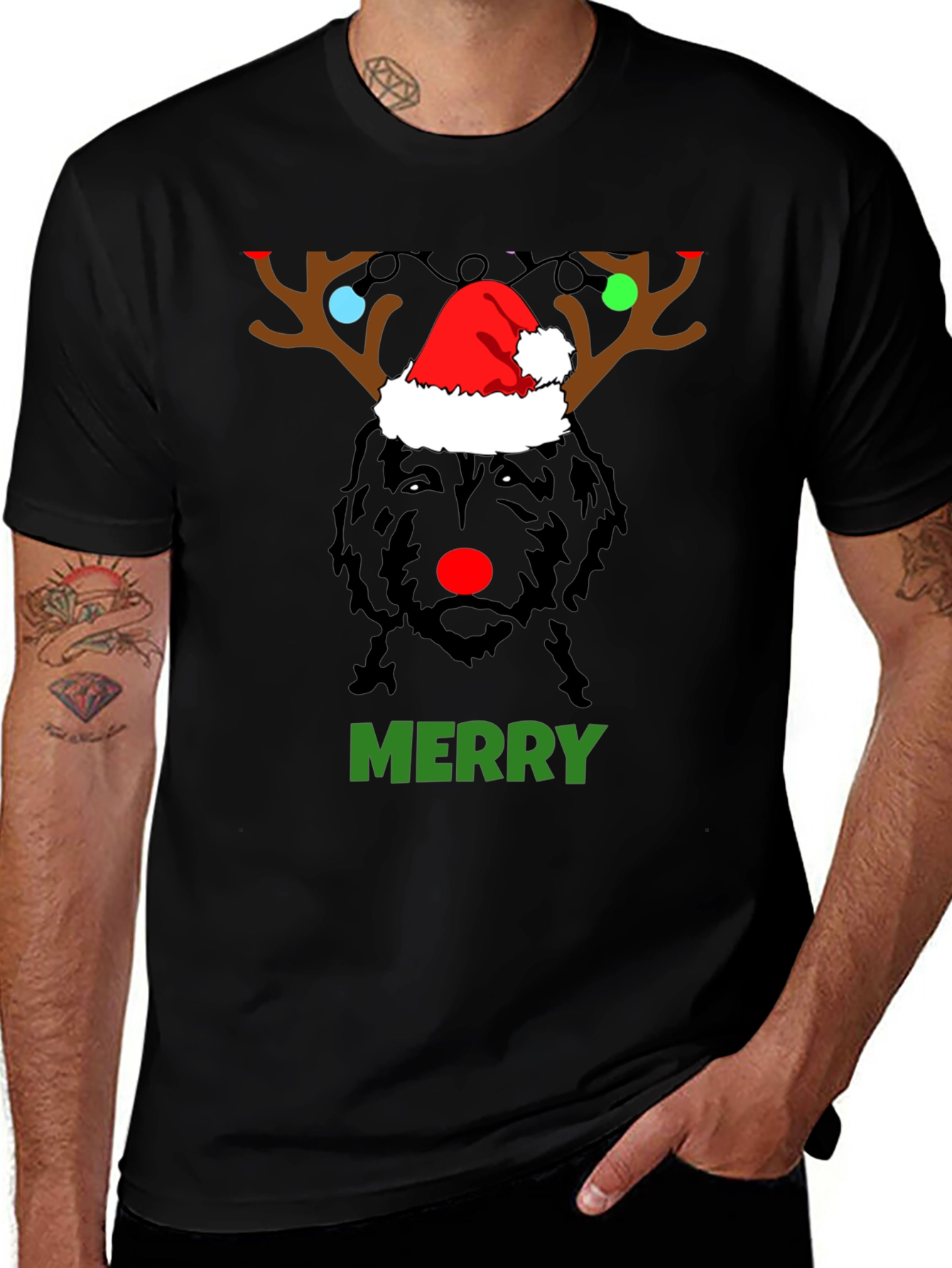 Merry Christmas Dog Reindeer Holiday T-Shirt