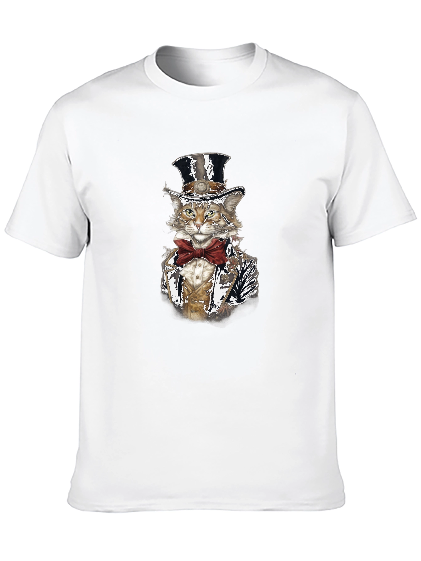 Gentleman Cat T-Shirt - Top Hat & Bowtie