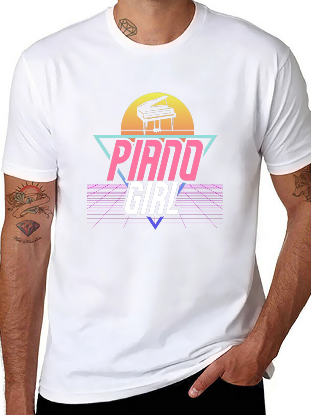 Piano Girl Retro T-Shirt