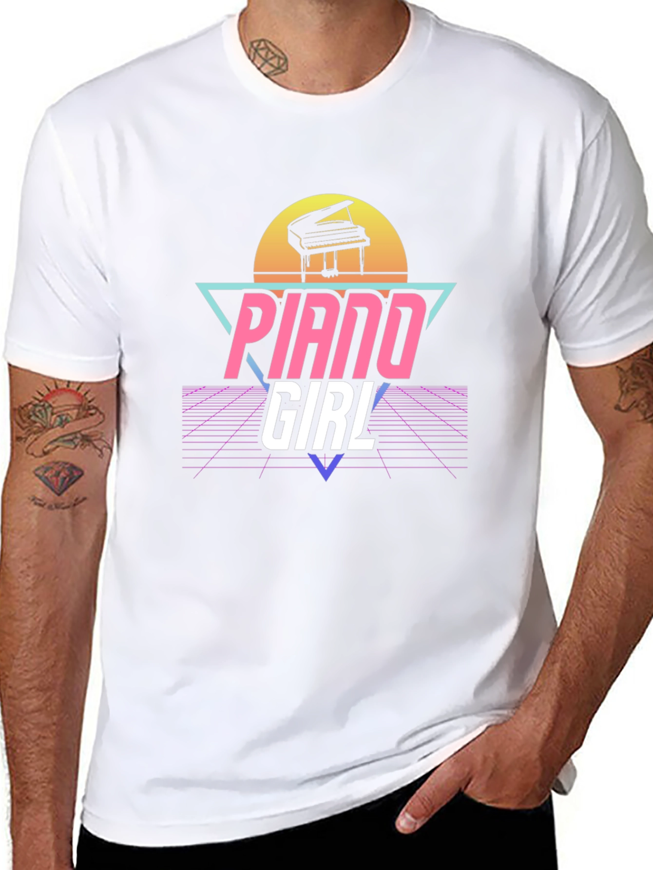 Piano Girl Retro T-Shirt