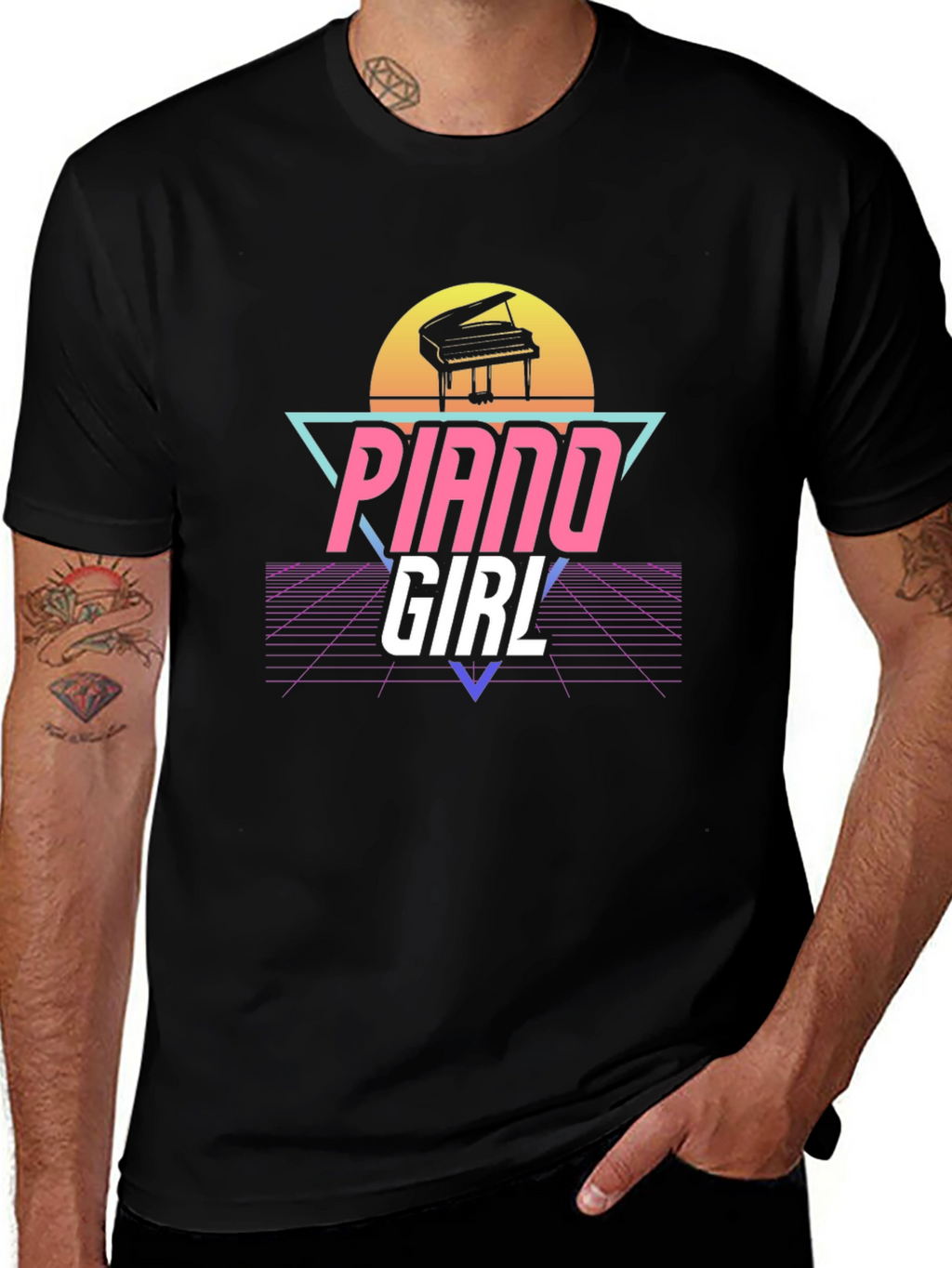 Piano Girl Retro T-Shirt