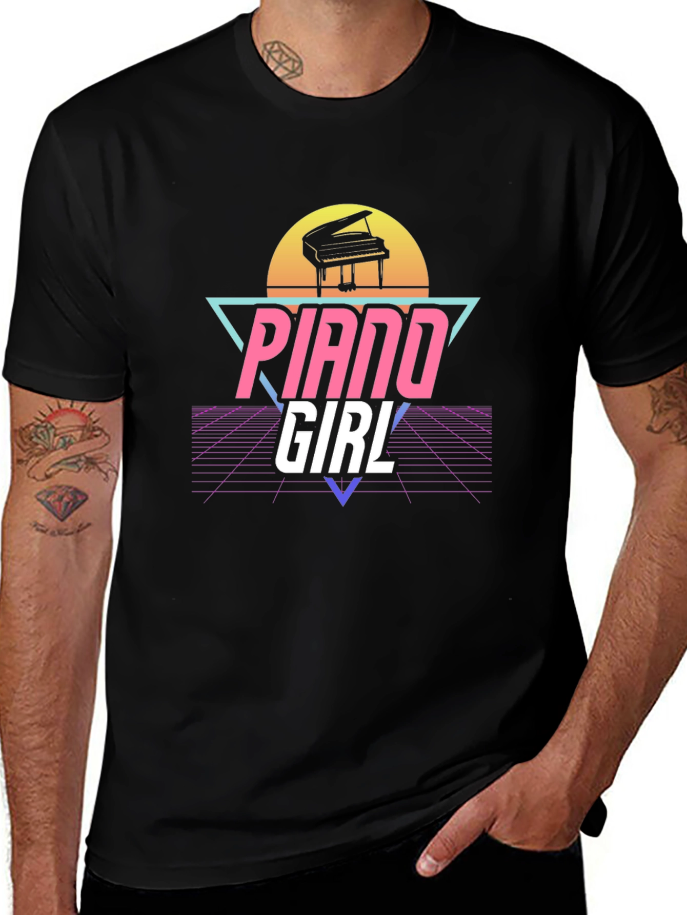 Piano Girl Retro T-Shirt