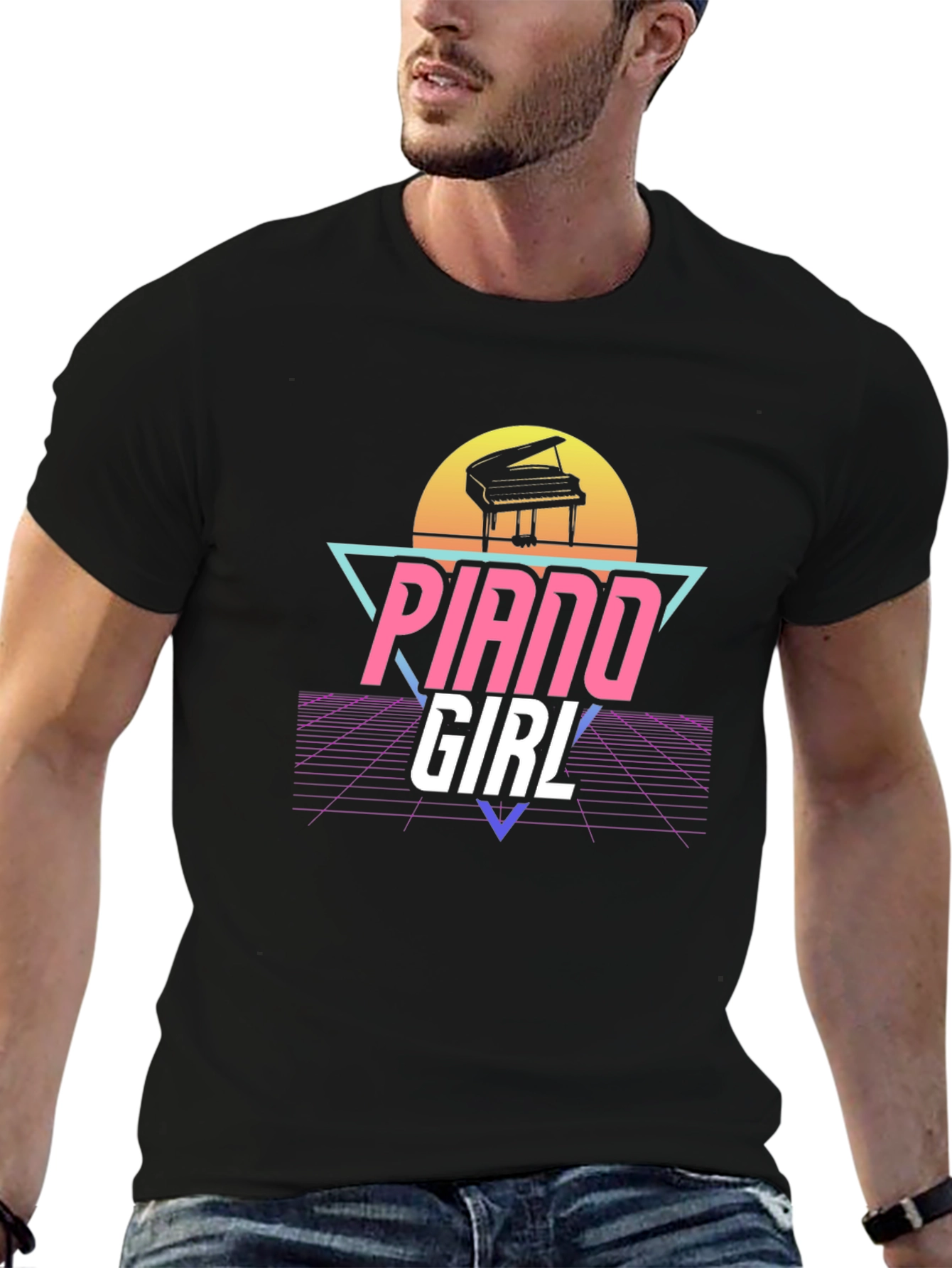 Piano Girl Retro T-Shirt