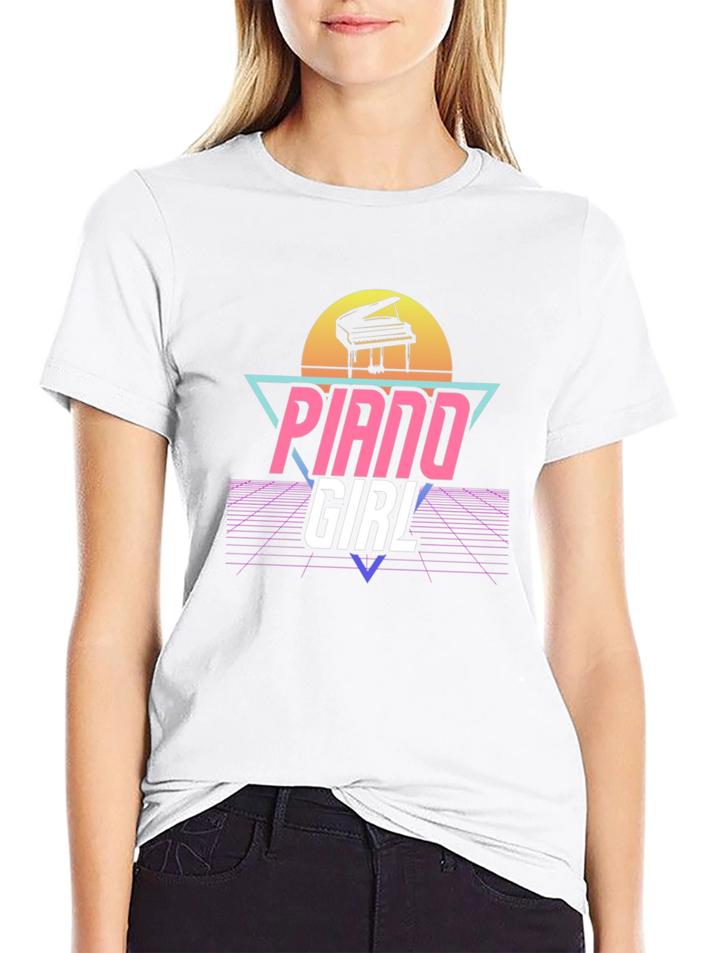 Piano Girl Retro T-Shirt