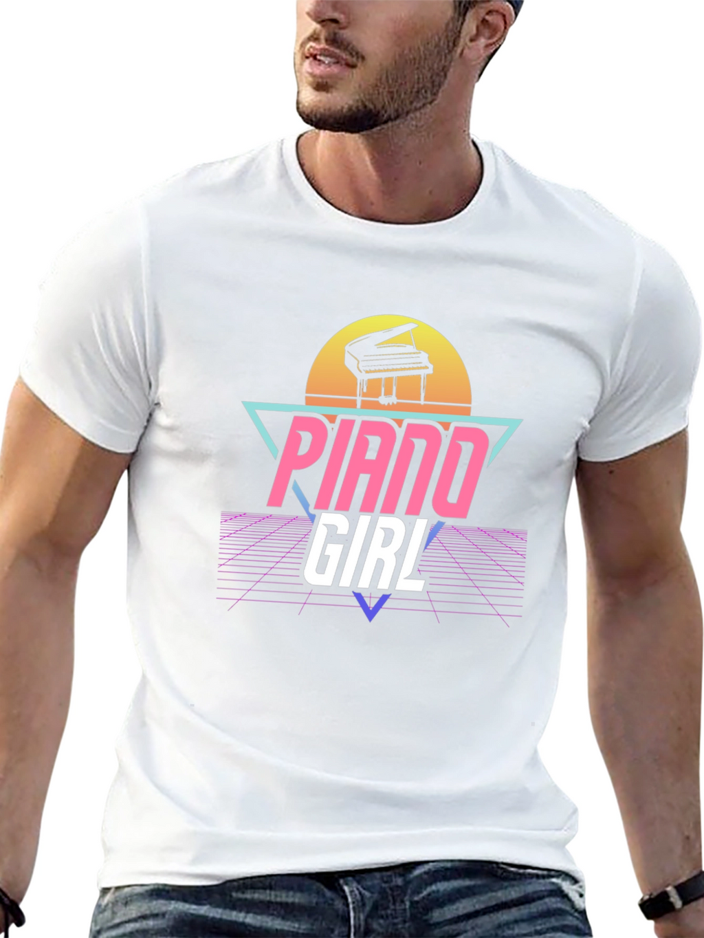 Piano Girl Retro T-Shirt