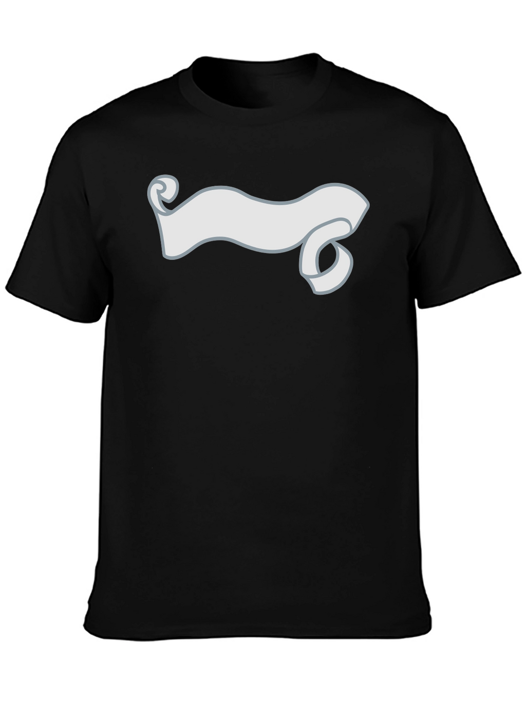 Black T-Shirt with Cartoon Ribbon Graphic