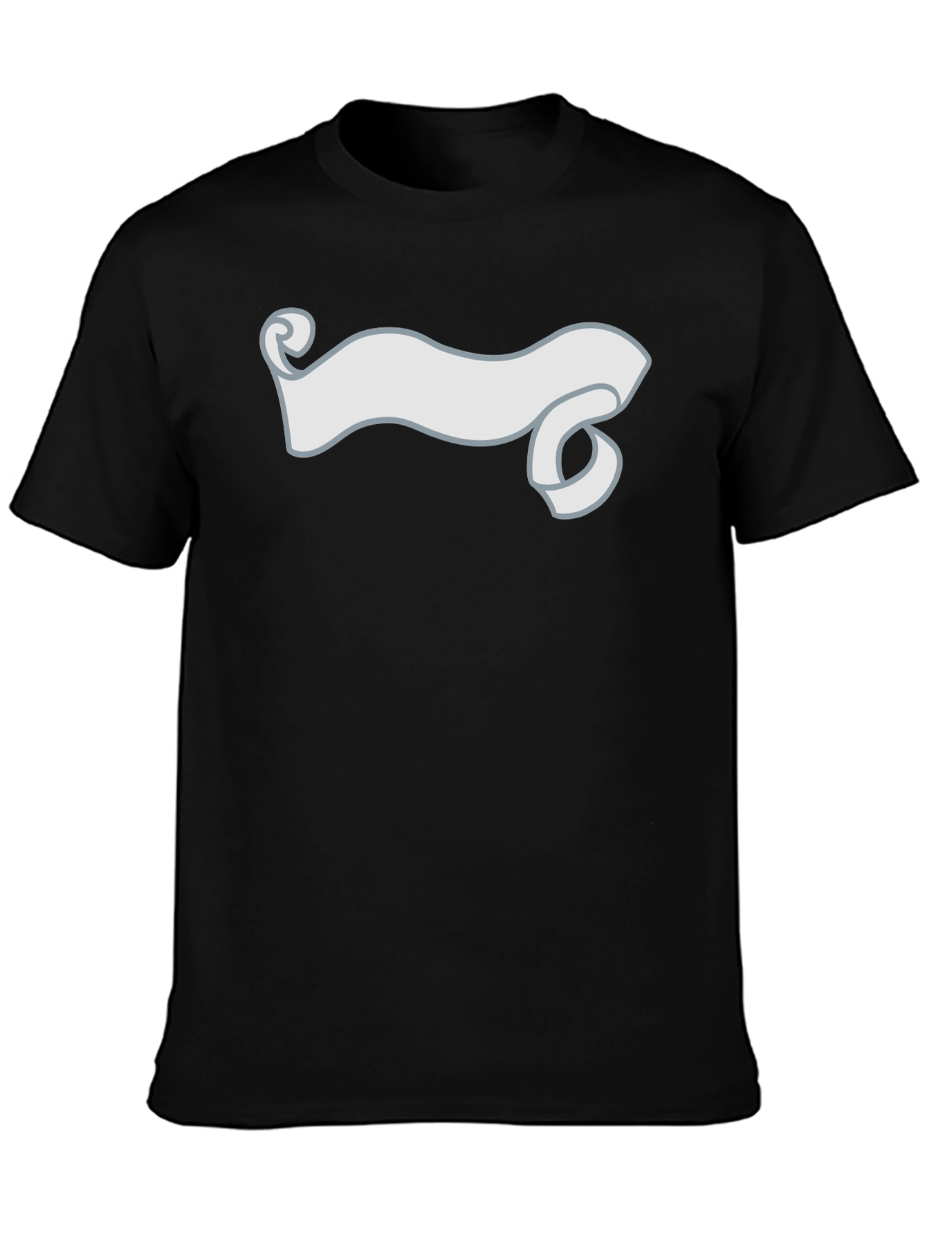 Black T-Shirt with Cartoon Ribbon Graphic