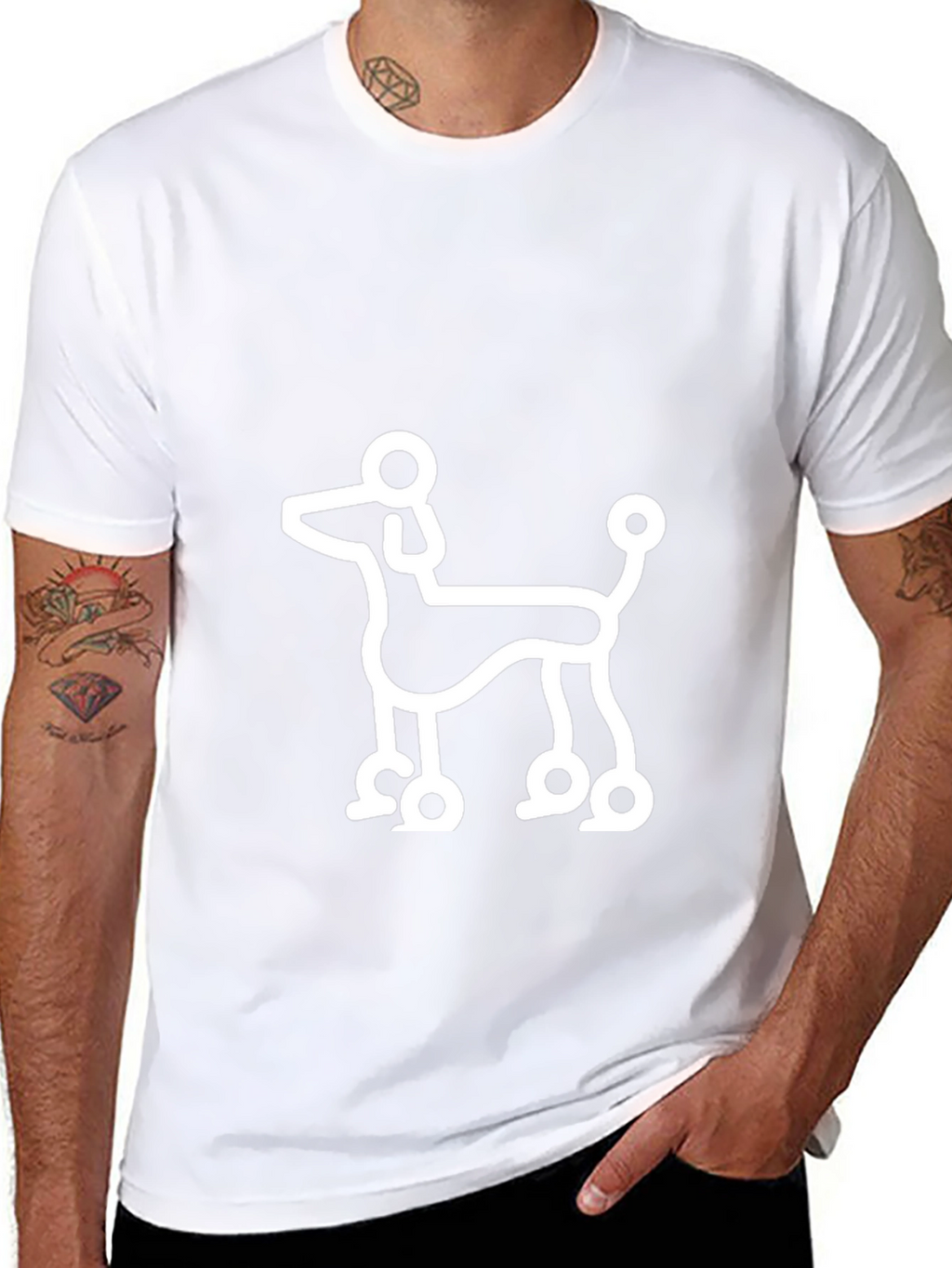 Poodle Outline Black T-Shirt