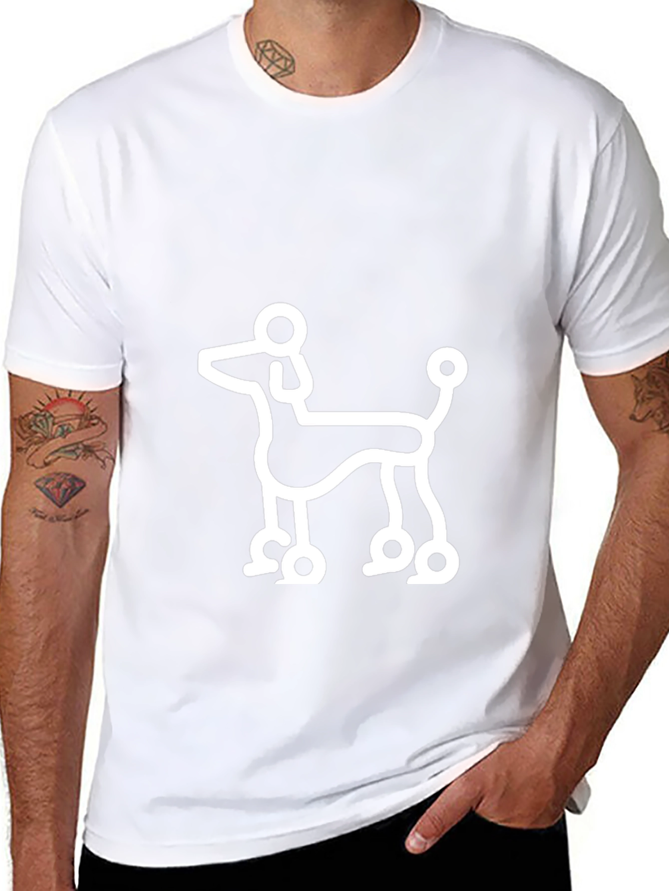 Poodle Outline Black T-Shirt