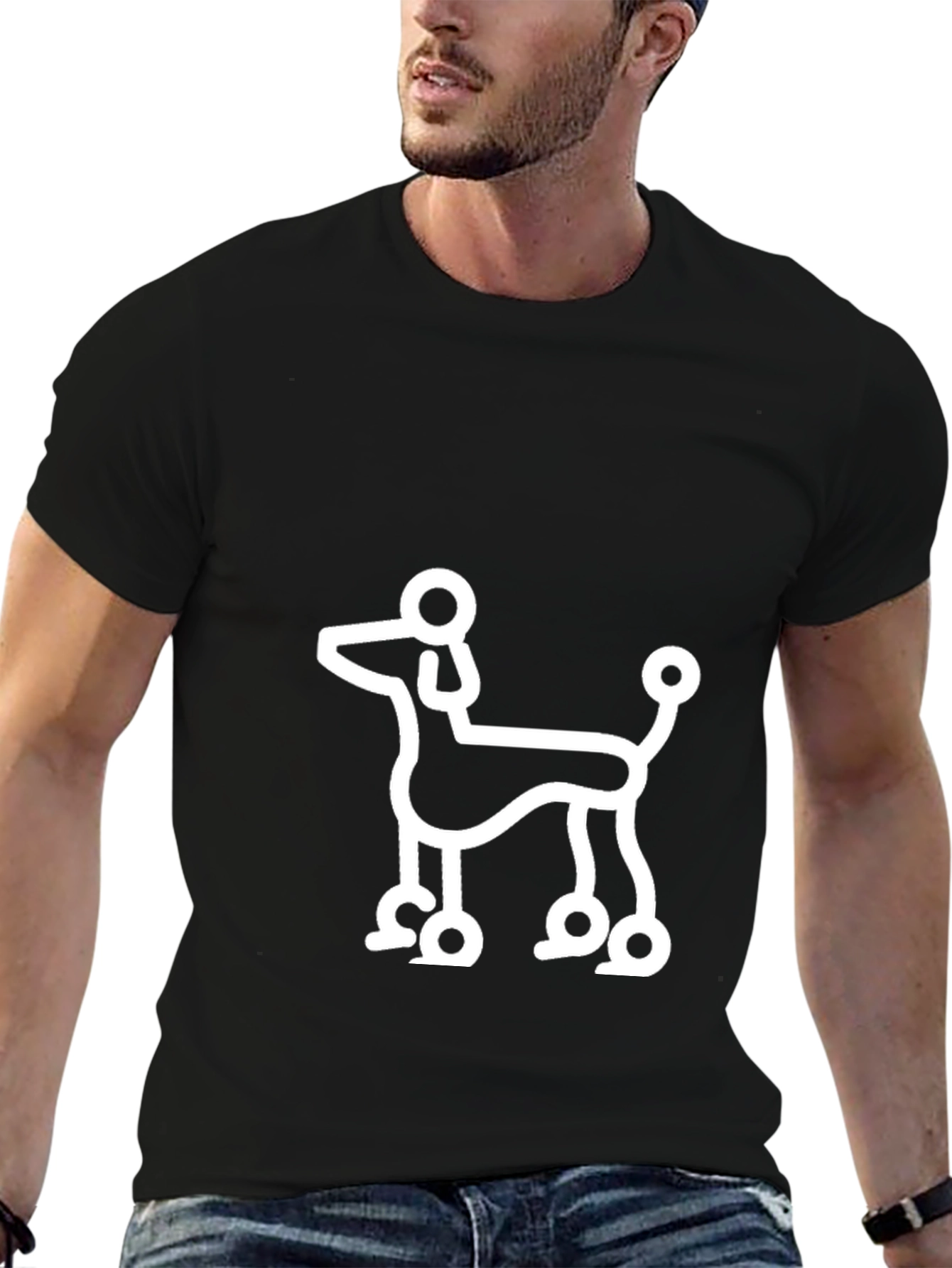 Poodle Outline Black T-Shirt
