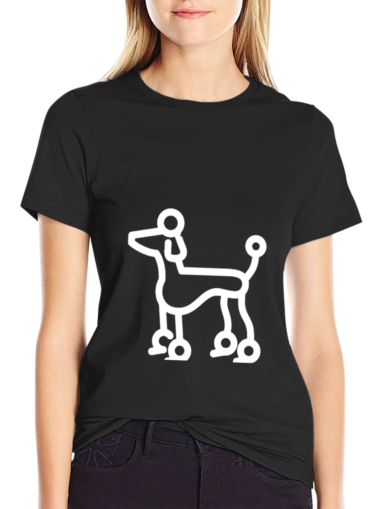 Poodle Outline Black T-Shirt