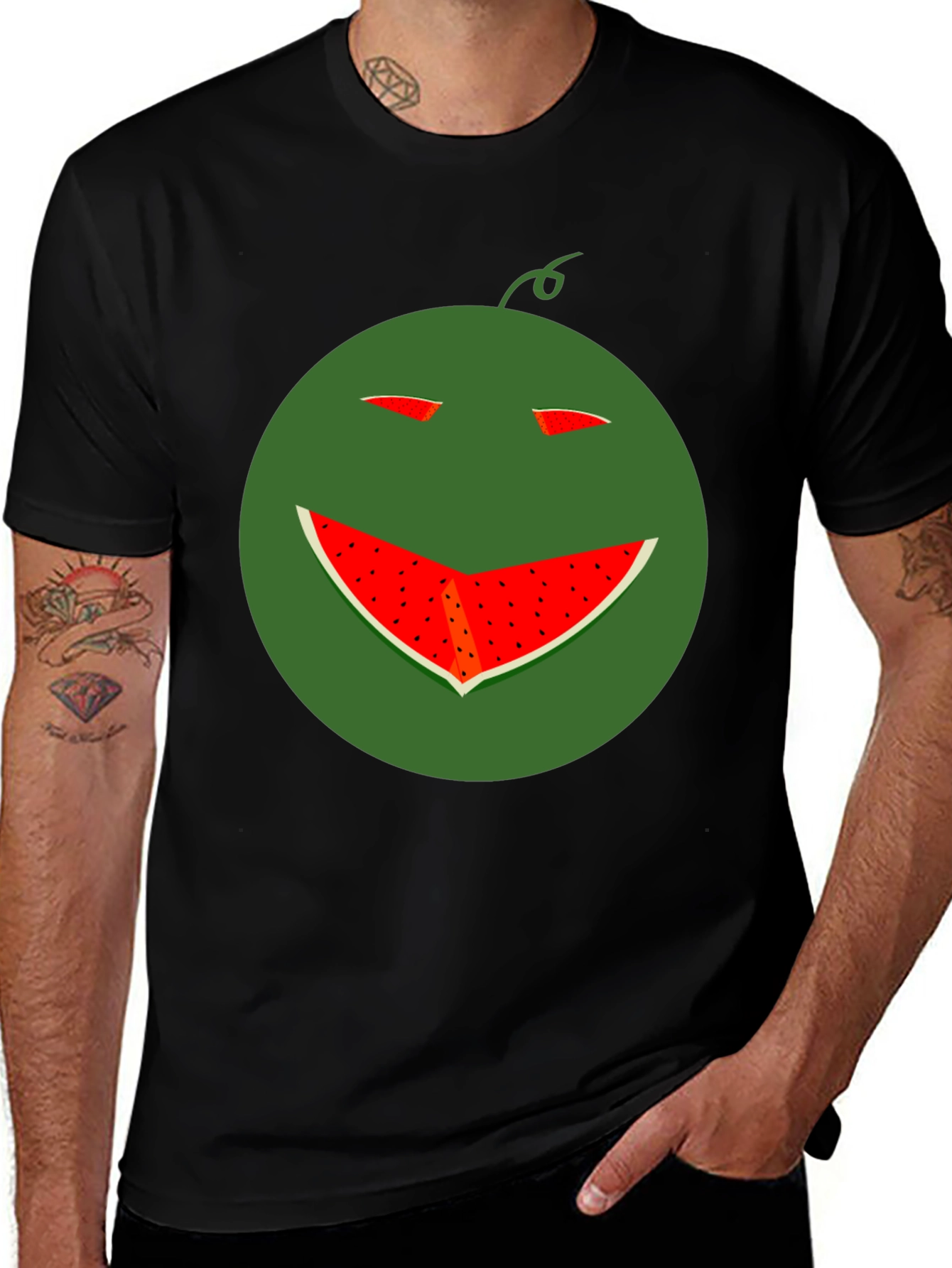 Funny Watermelon Smile T-Shirt - Black