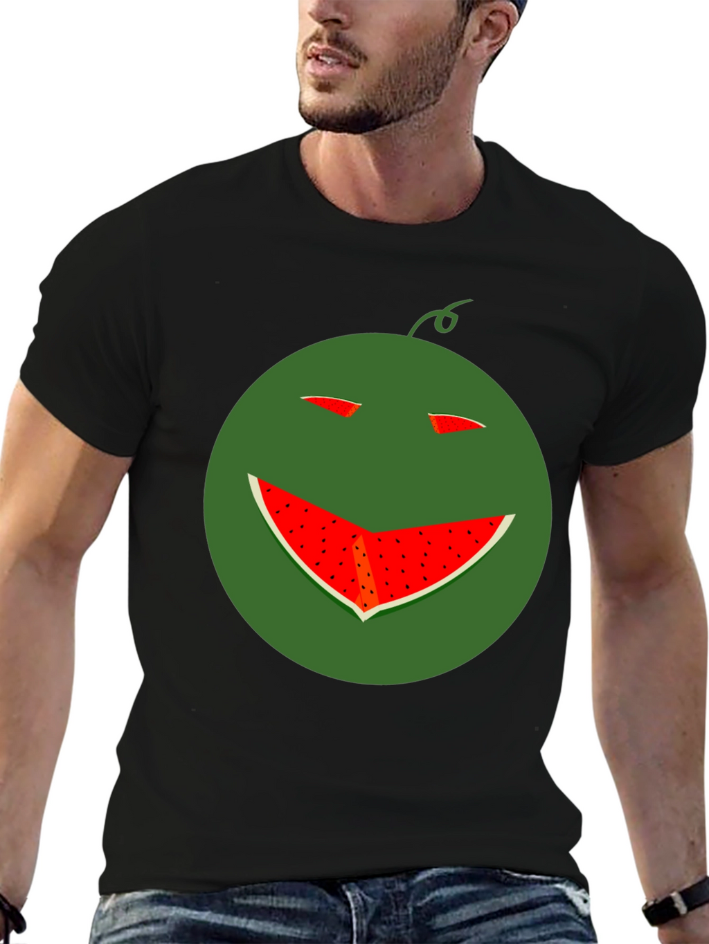 Funny Watermelon Smile T-Shirt - Black