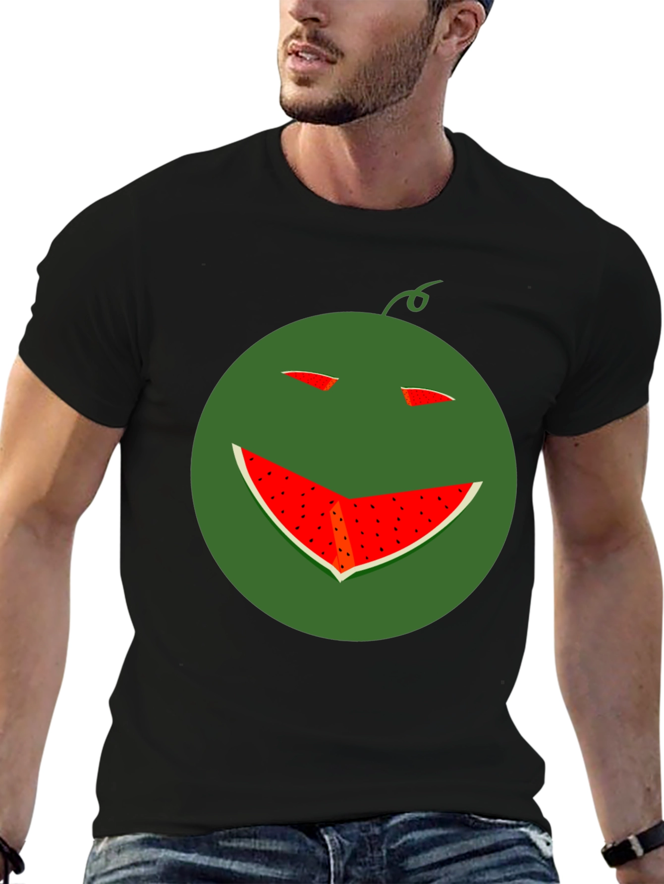 Funny Watermelon Smile T-Shirt - Black