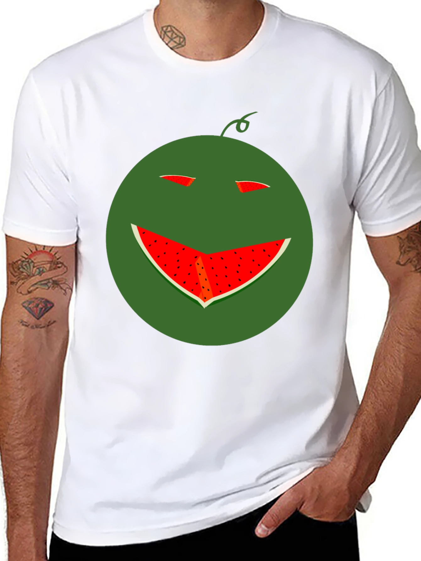 Funny Watermelon Smile T-Shirt - Black