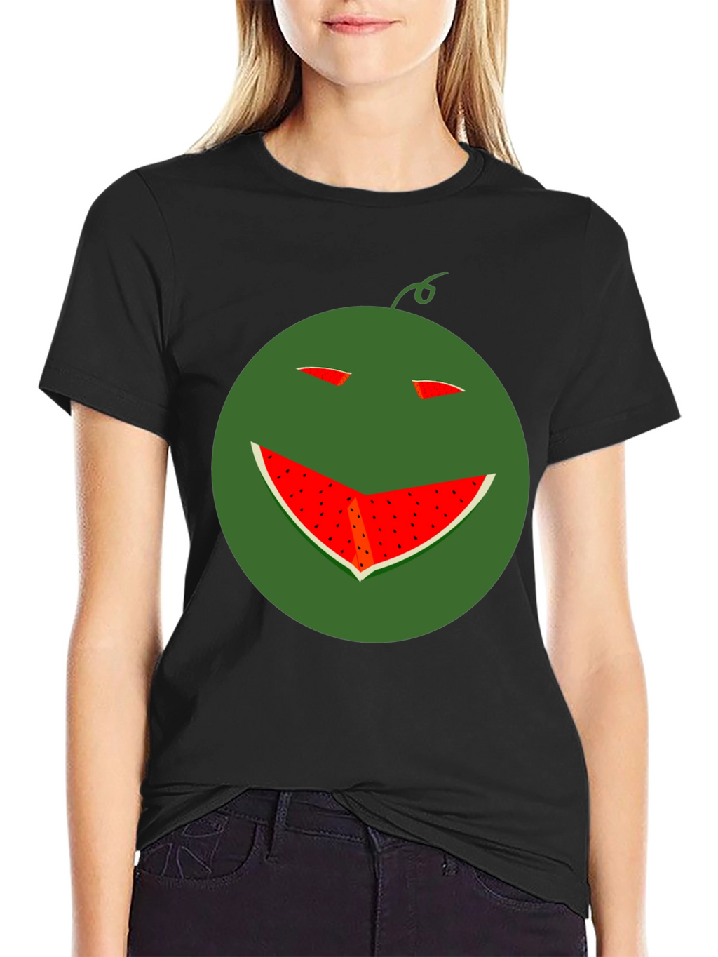Funny Watermelon Smile T-Shirt - Black