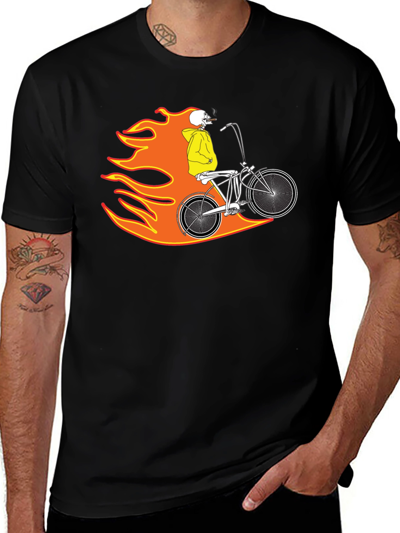 Skull Rider on Fire Graphic Tee