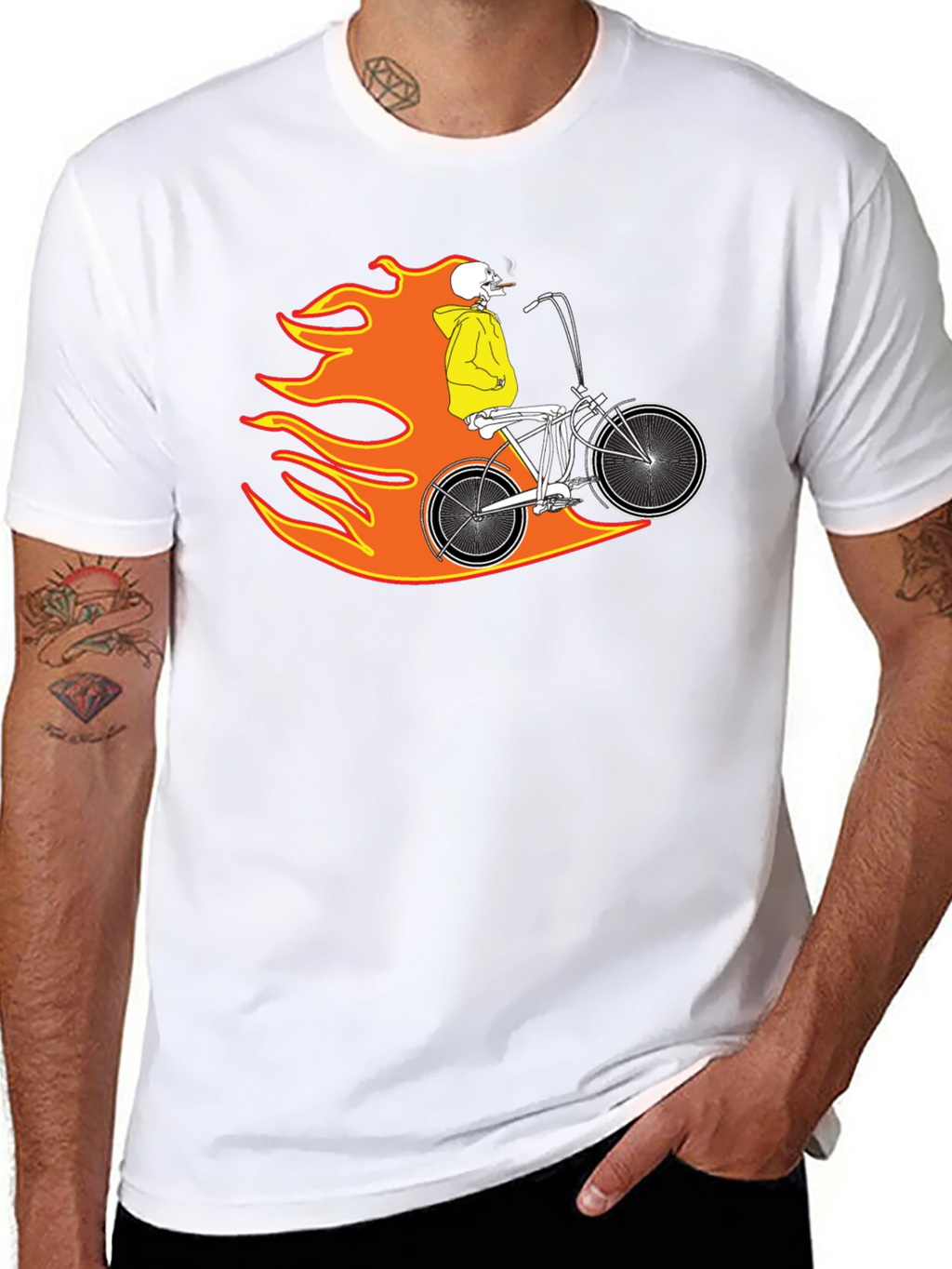 Skull Rider on Fire Graphic Tee