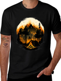 Camping Adventure Graphic T-Shirt - Black