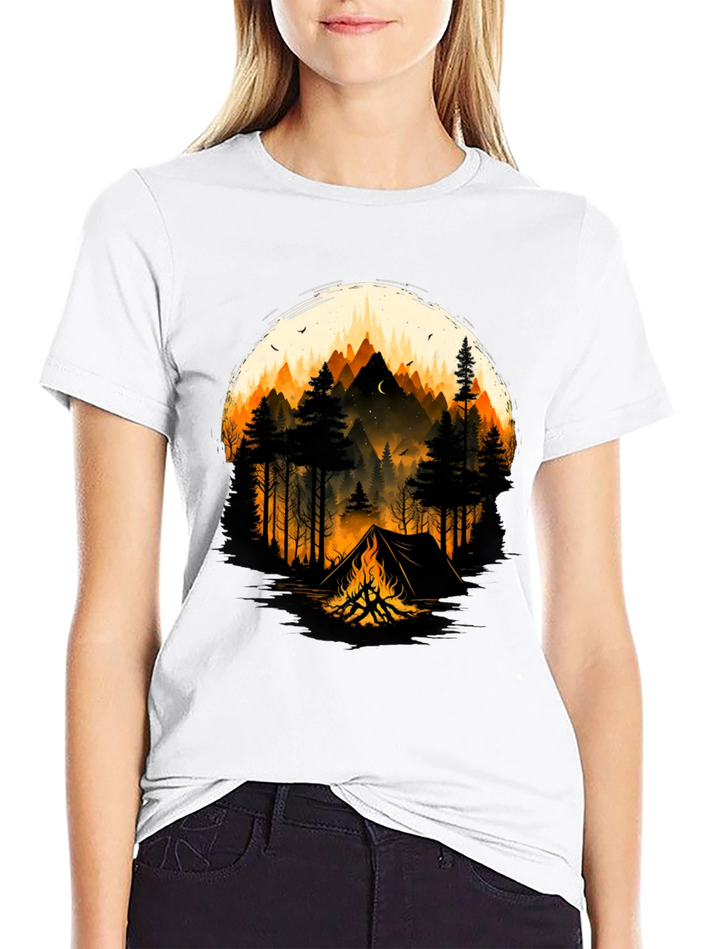Camping Adventure Graphic T-Shirt - Black