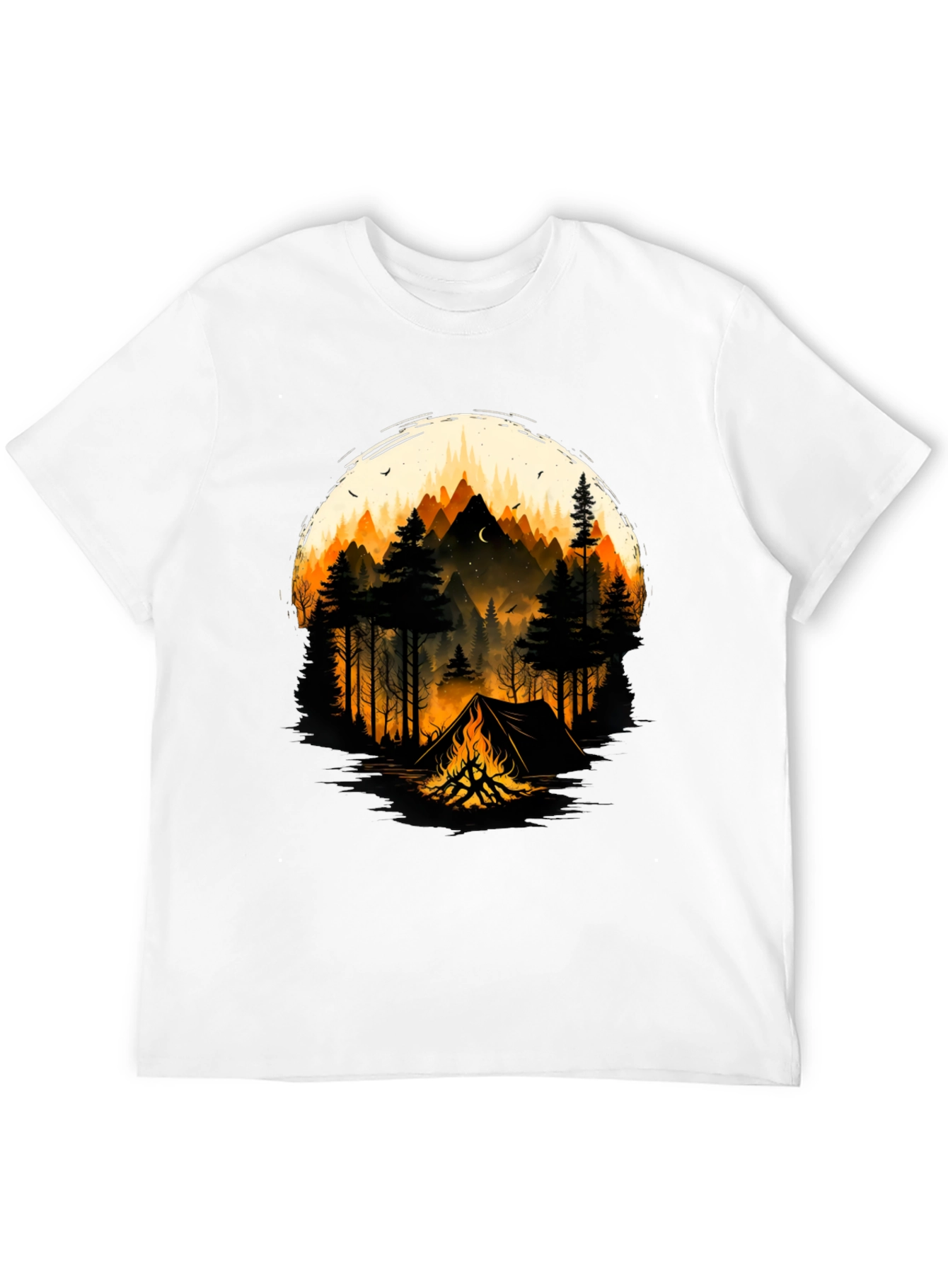 Camping Adventure Graphic T-Shirt - Black