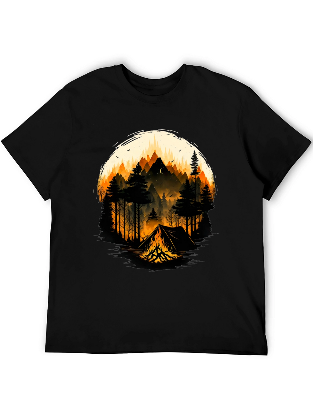 Camping Adventure Graphic T-Shirt - Black