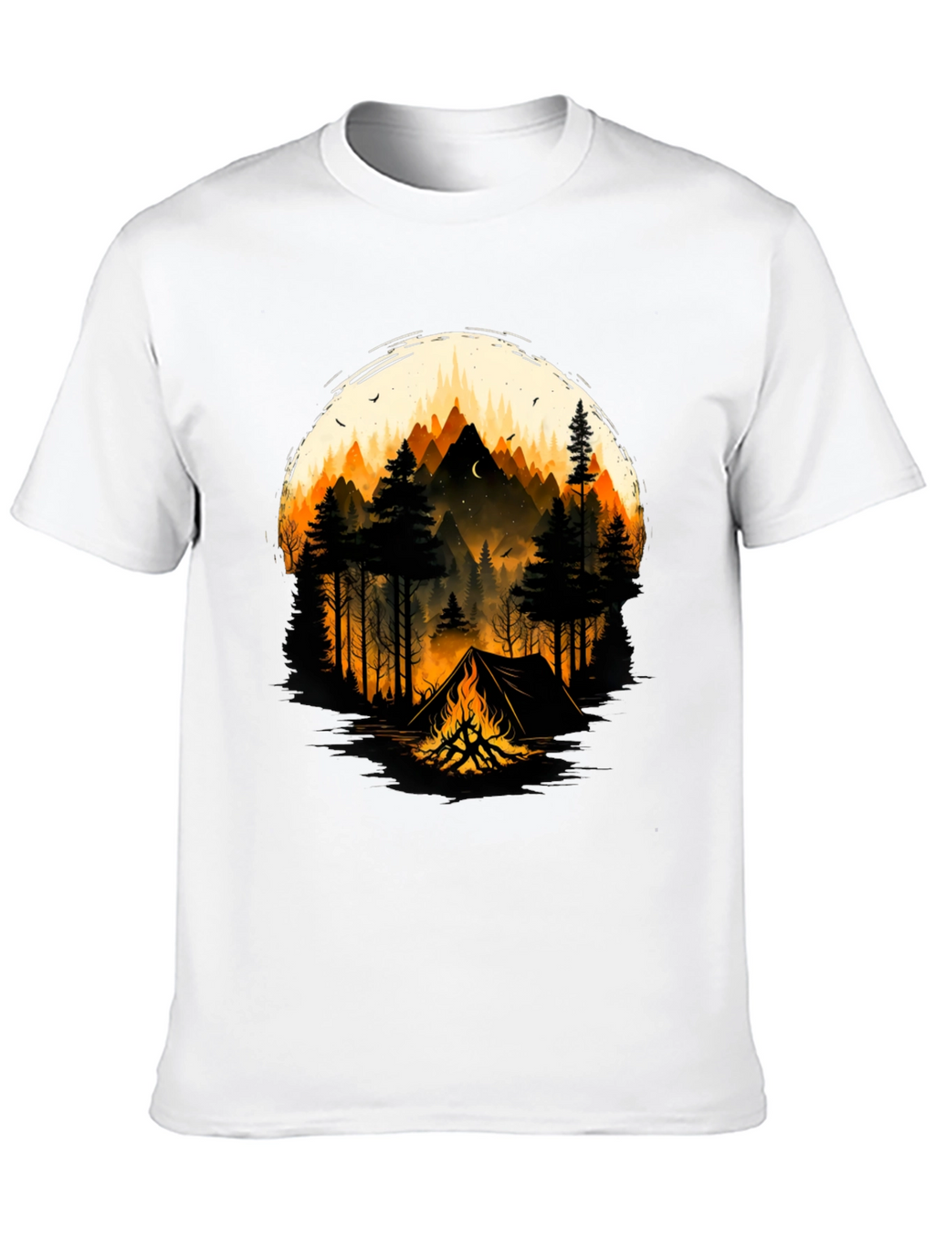 Camping Adventure Graphic T-Shirt - Black