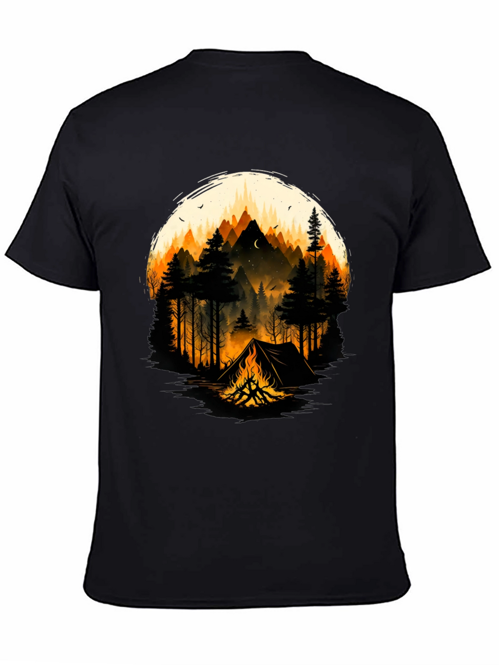 Camping Adventure Graphic T-Shirt - Black