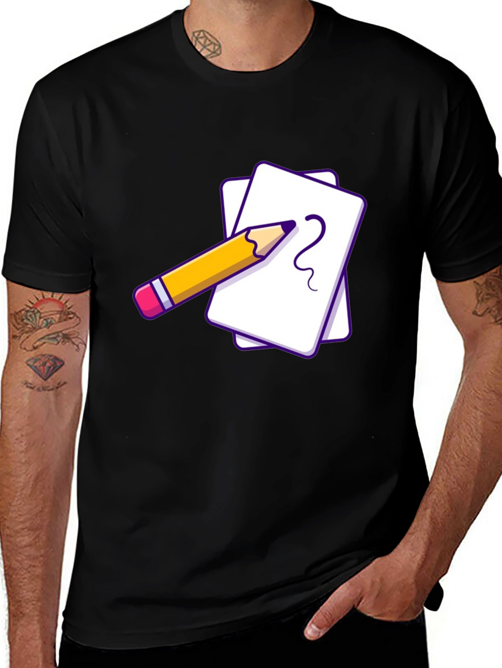 Creative Sketch Tee - Black Graphic T-Shirt