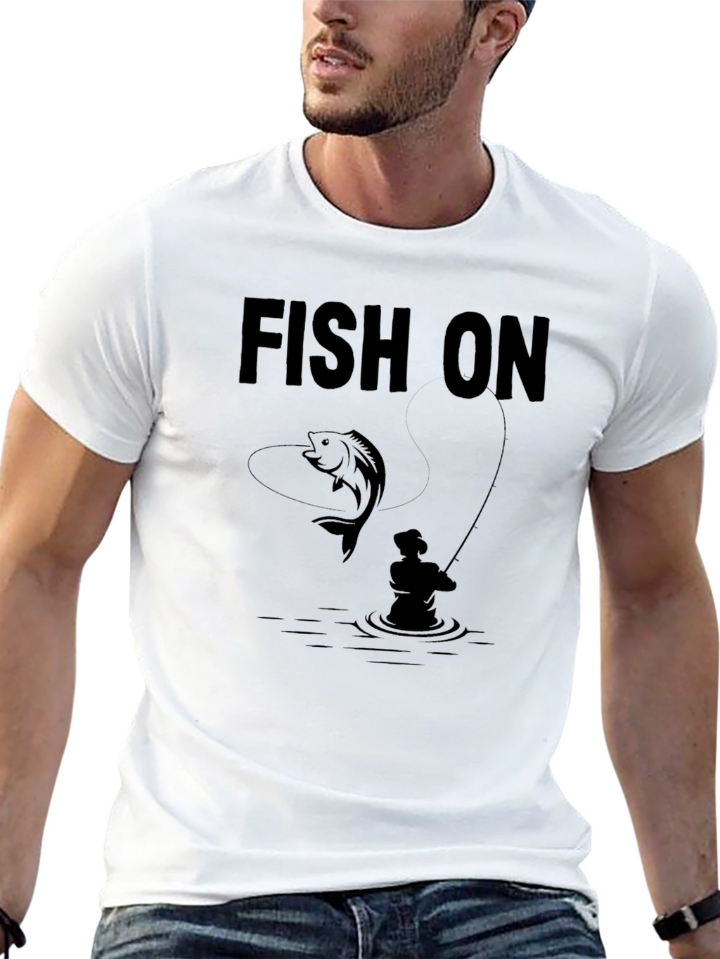 Fish On Graphic T-Shirt - Black