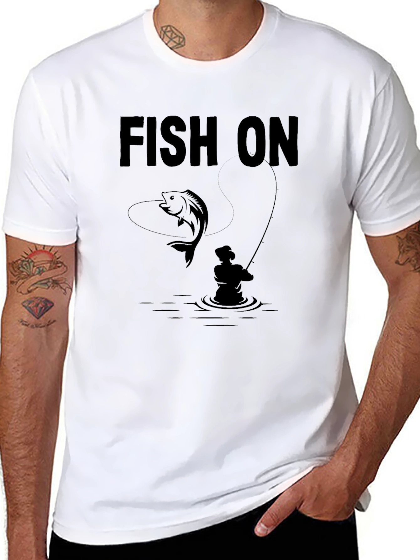 Fish On Graphic T-Shirt - Black