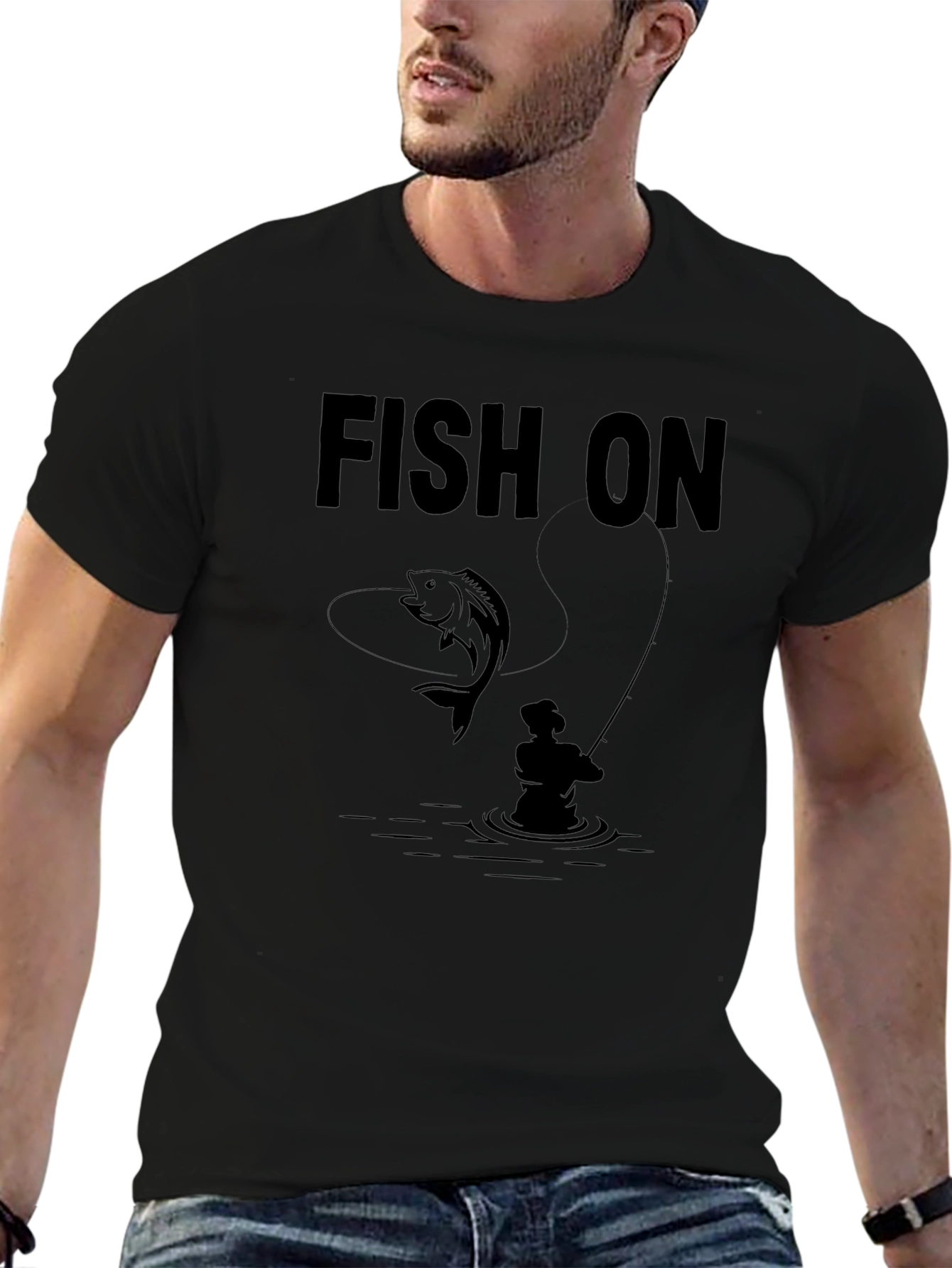 Fish On Graphic T-Shirt - Black