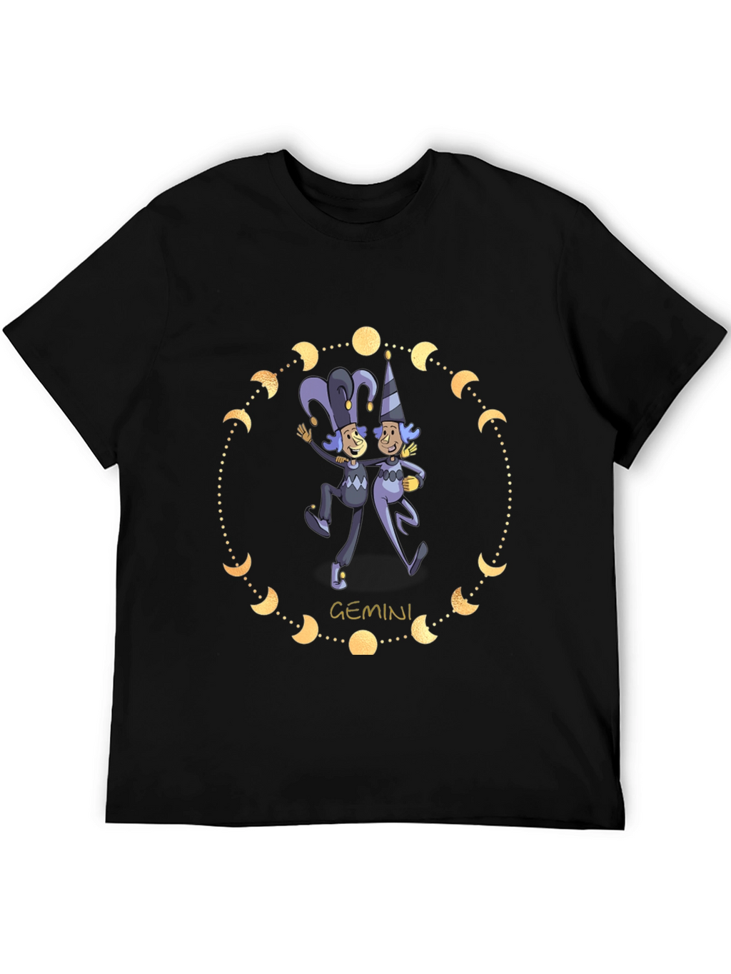Gemini Zodiac T-Shirt - Black Cotton Blend