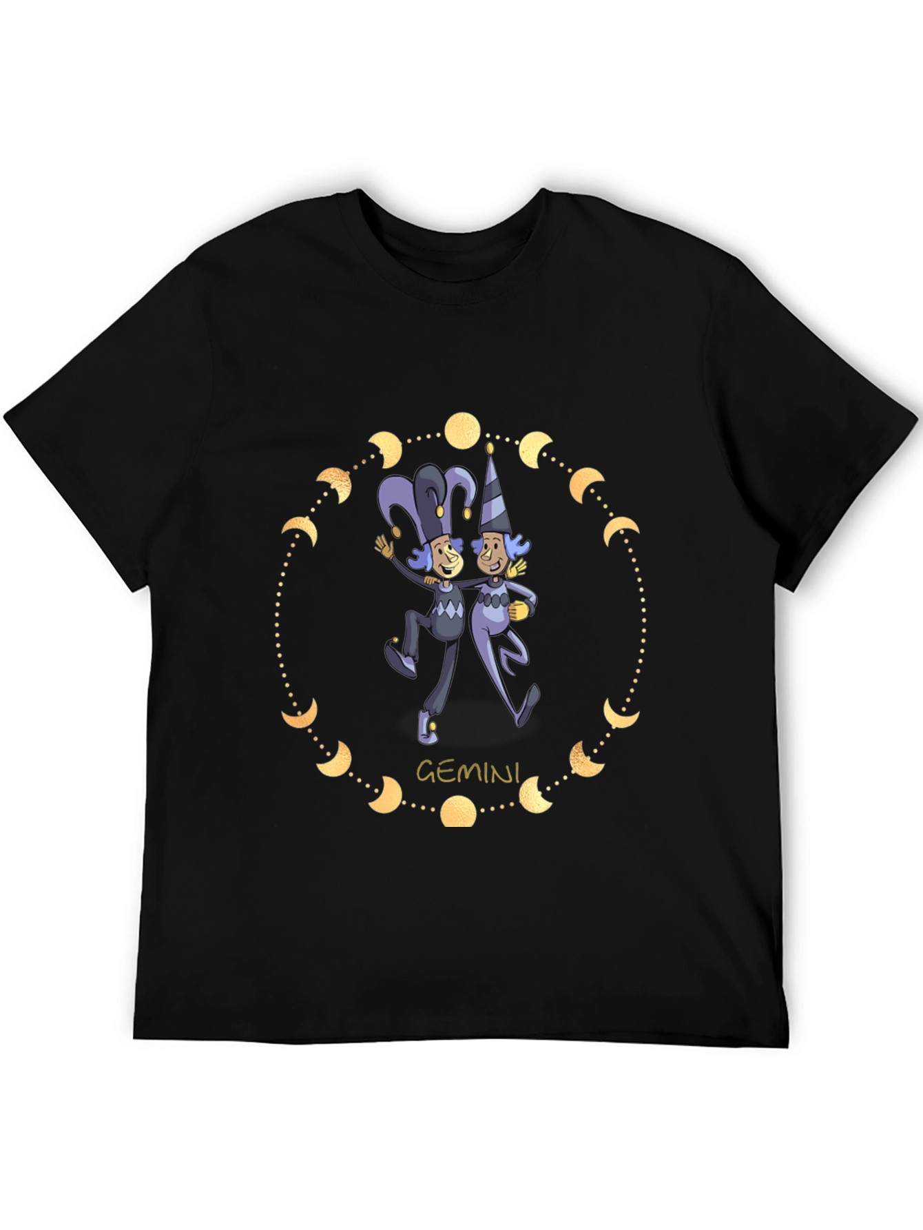 Gemini Zodiac T-Shirt - Black Cotton Blend
