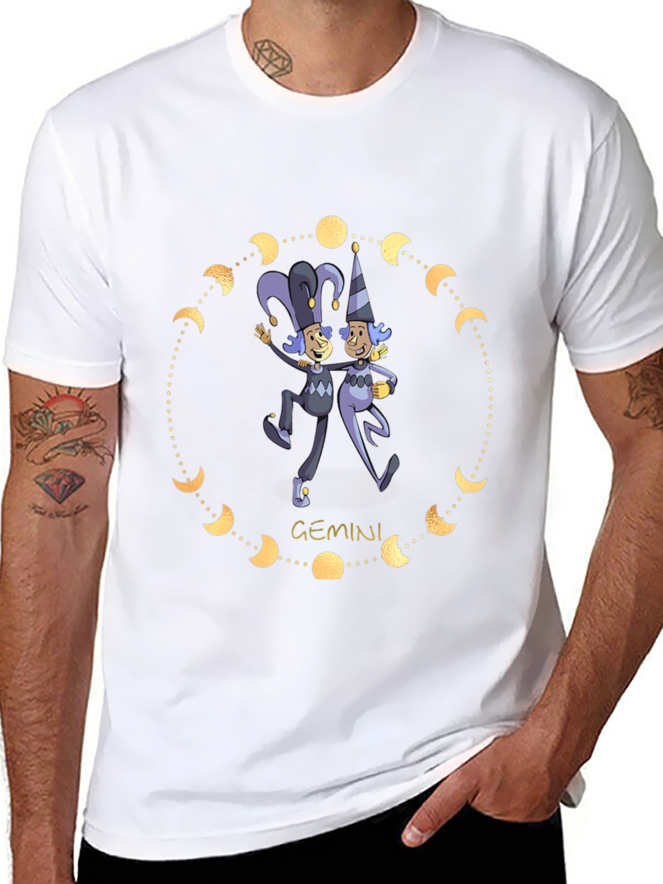 Gemini Zodiac T-Shirt - Black Cotton Blend