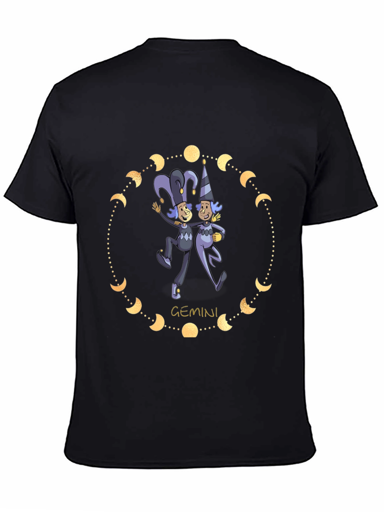 Gemini Zodiac T-Shirt - Black Cotton Blend