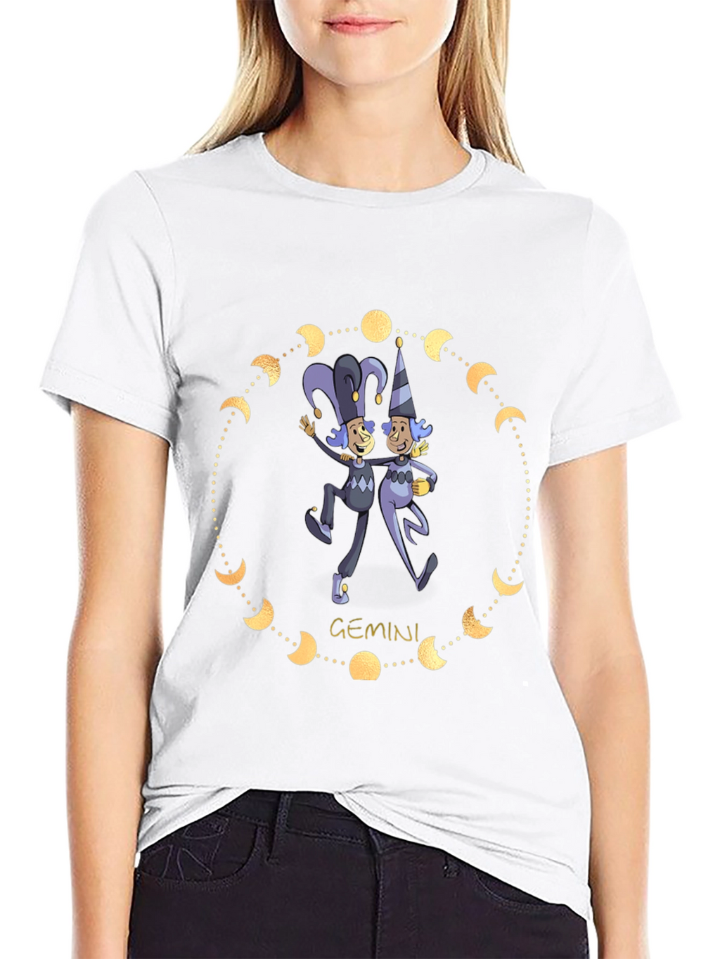 Gemini Zodiac T-Shirt - Black Cotton Blend