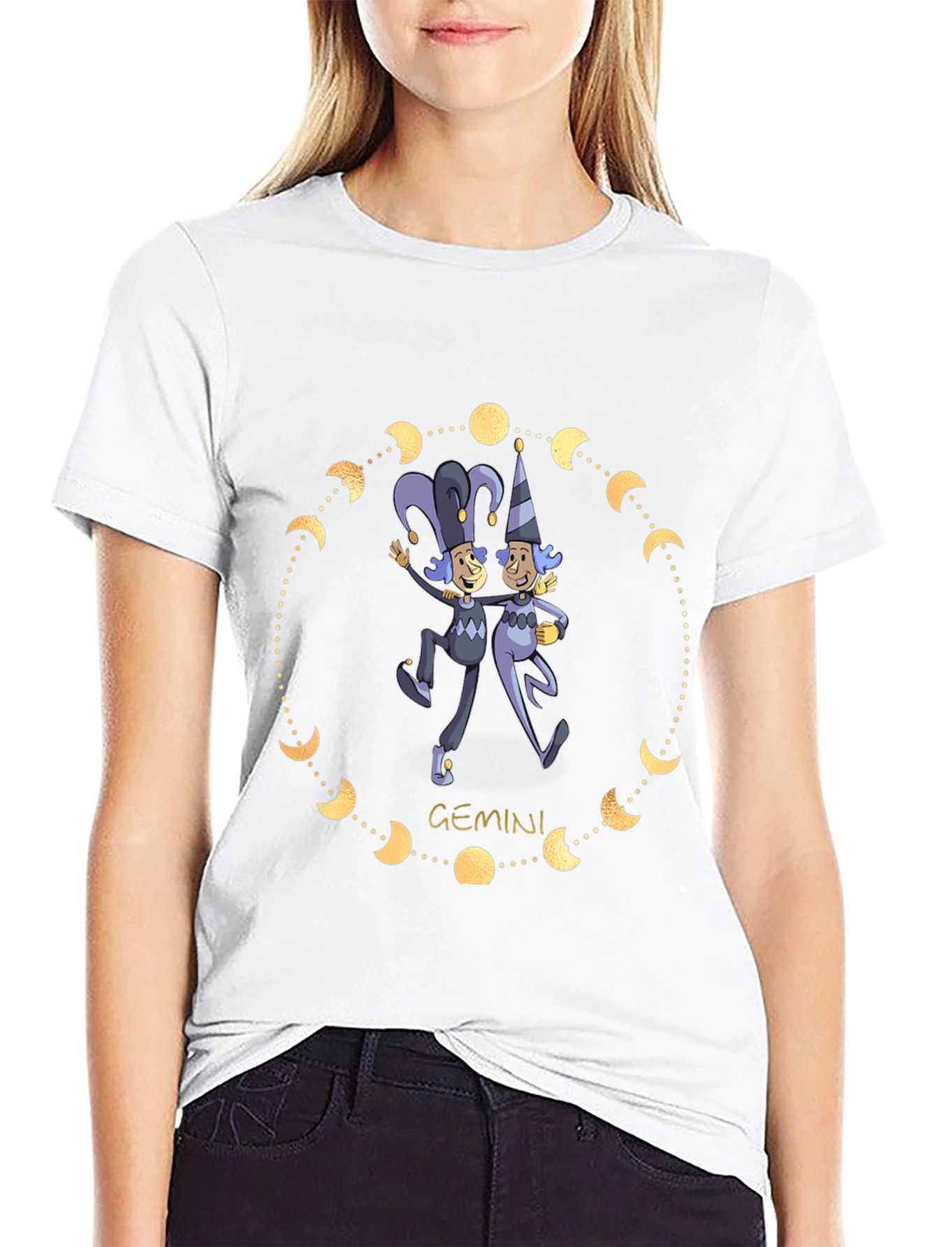 Gemini Zodiac T-Shirt - Black Cotton Blend