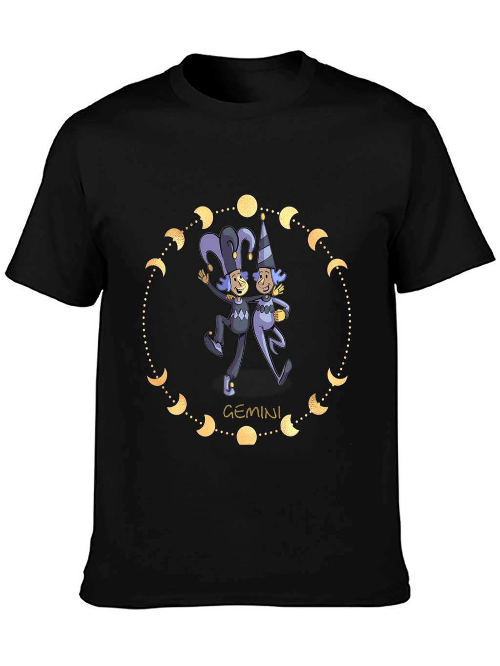 Gemini Zodiac T-Shirt - Black Cotton Blend