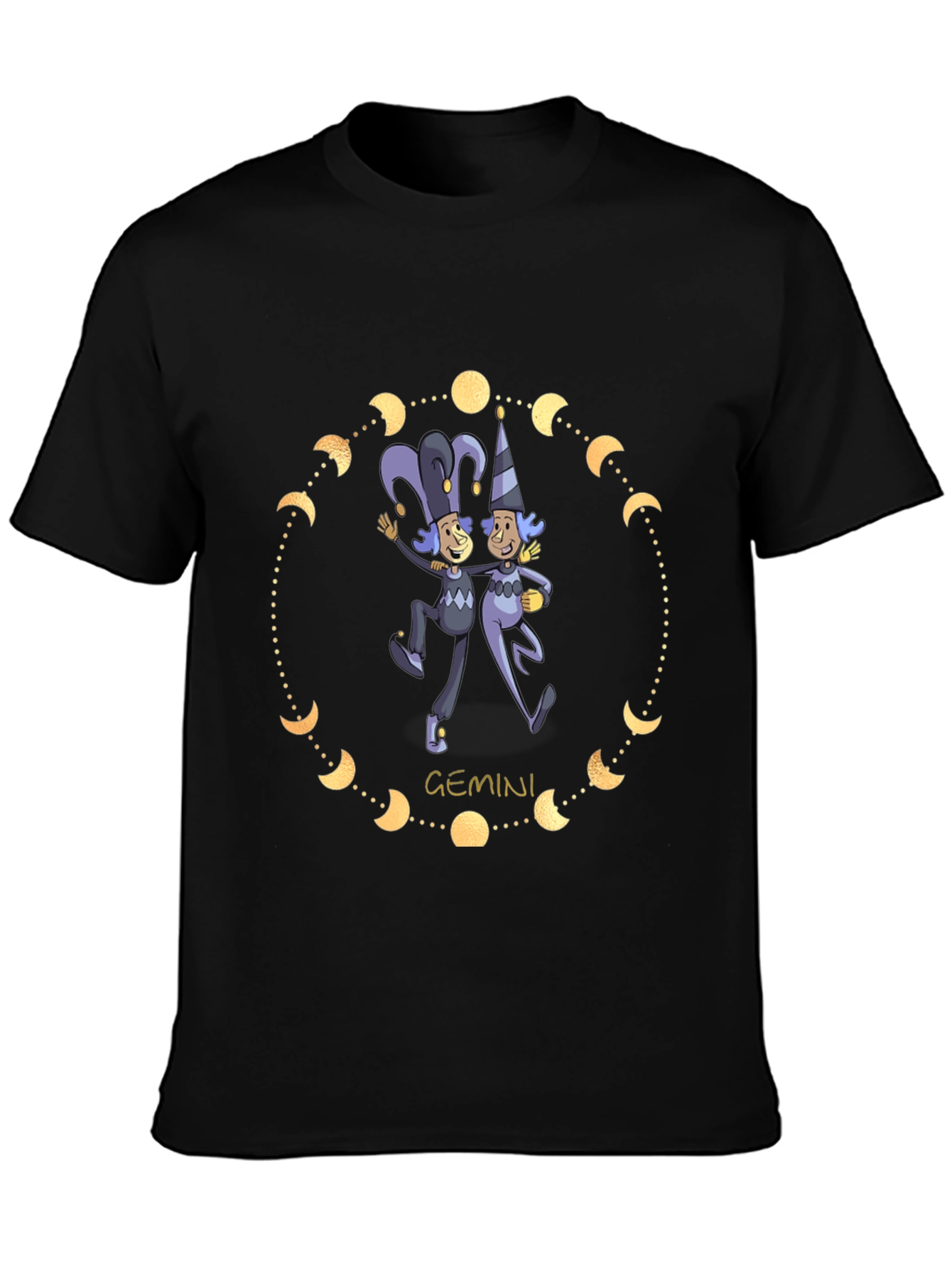 Gemini Zodiac T-Shirt - Black Cotton Blend