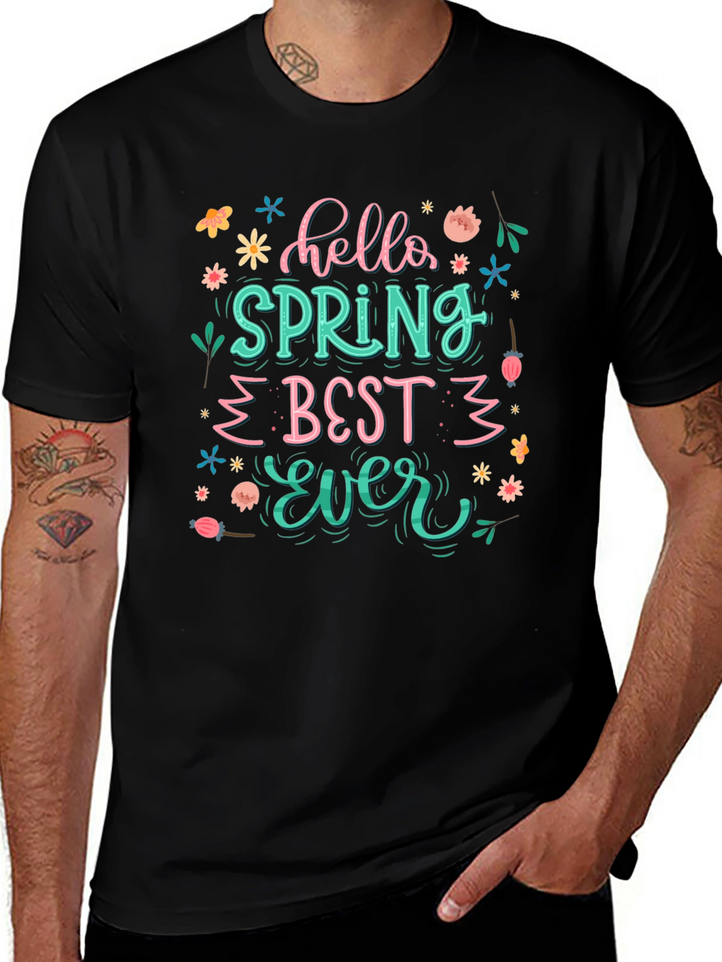 Hello Spring Best Ever Black T-Shirt