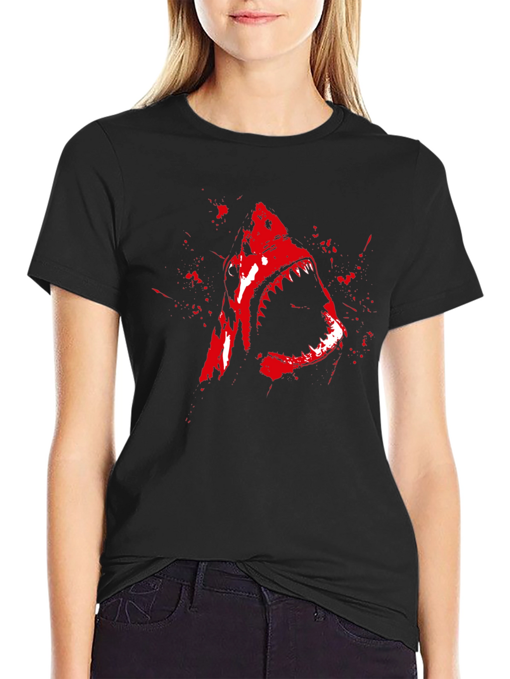 Shark Attack Graphic T-Shirt - Bold Red Print