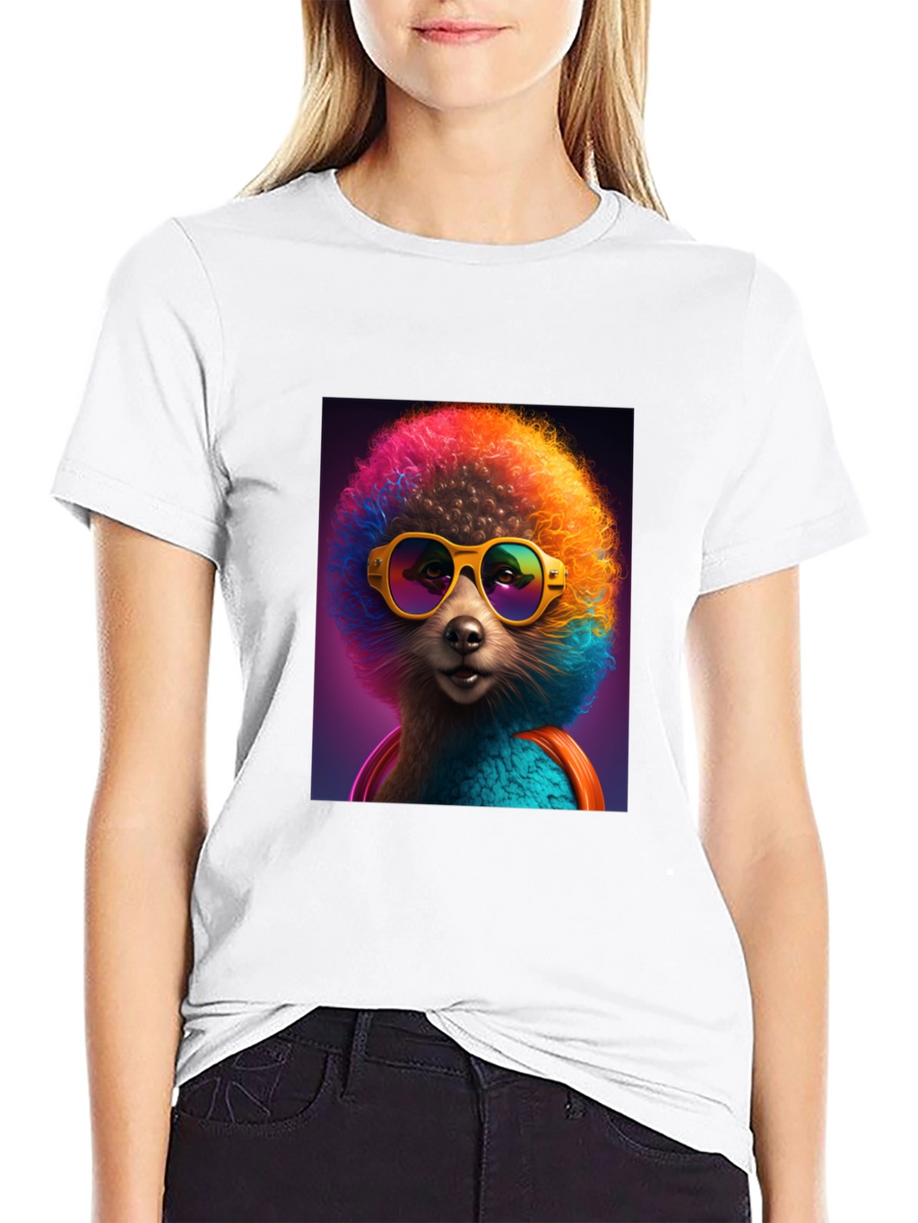 Funky Poodle Graphic Tee - Black Cotton T-Shirt
