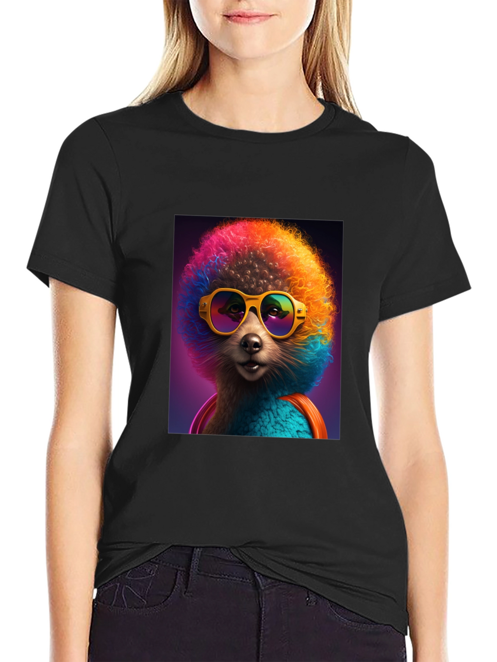 Funky Poodle Graphic Tee - Black Cotton T-Shirt