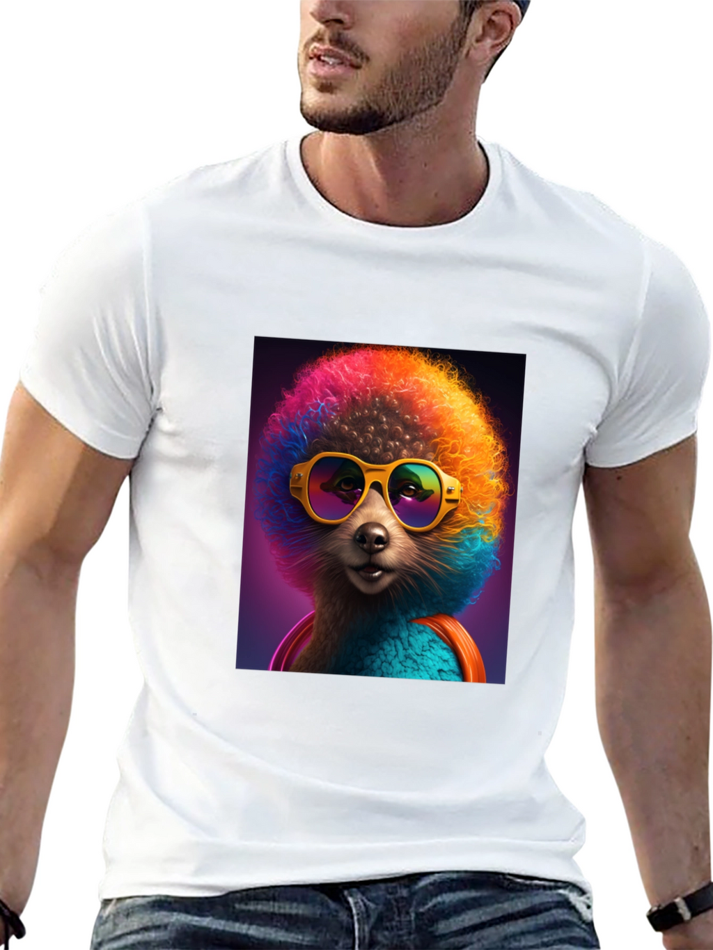 Funky Poodle Graphic Tee - Black Cotton T-Shirt